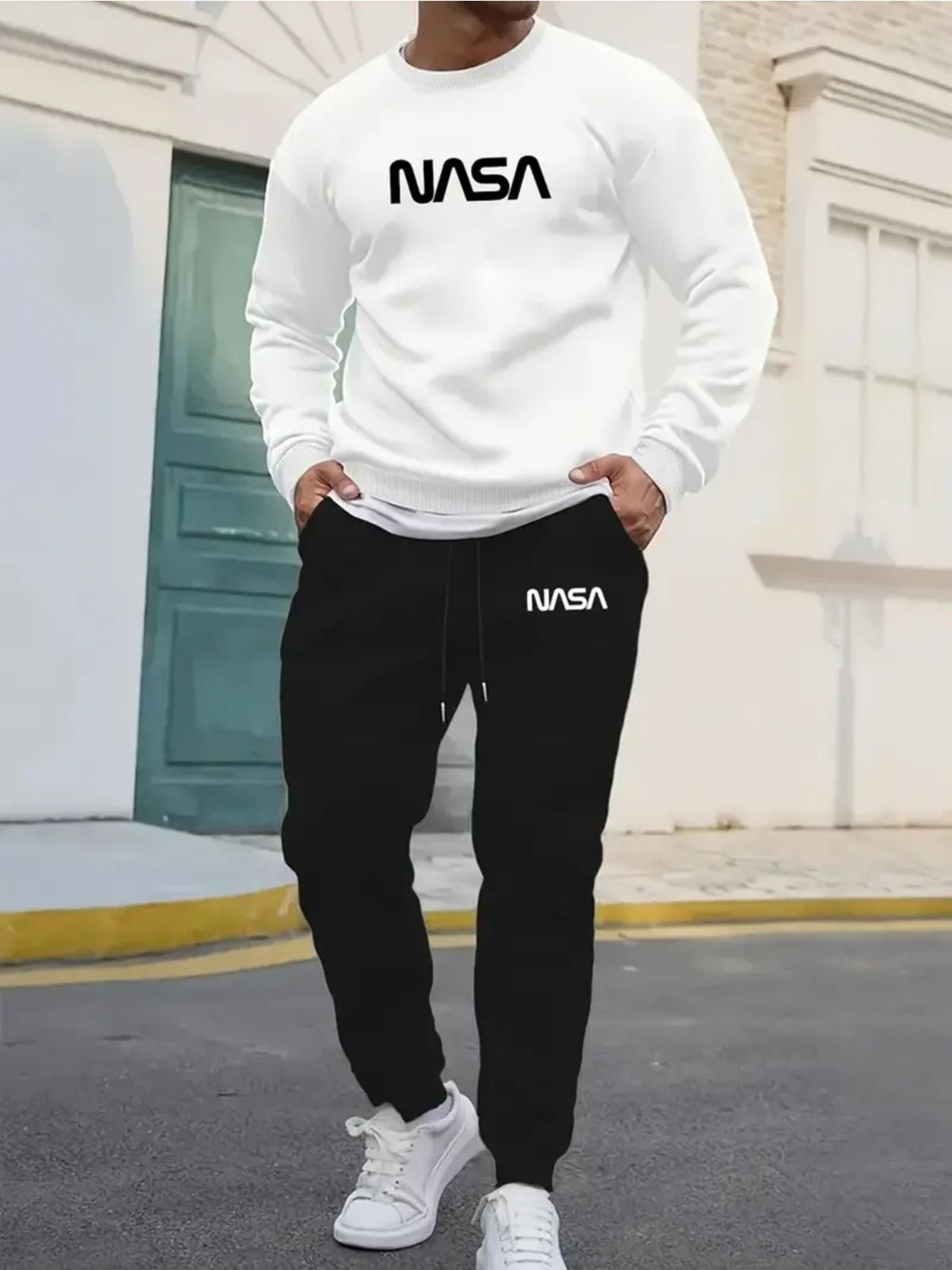 Yoho Sport Eşofman Takımı Nasa Baskılı Unisex Kışlık Kalın Pamuklu Sweatshirt ve Eşofman Altı 2' Li Set