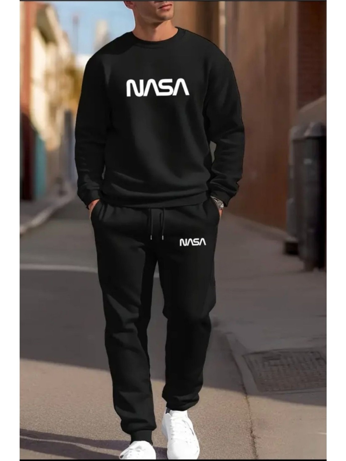 Yoho Sport Eşofman Takımı Nasa Baskılı Unisex Kışlık Kalın Pamuklu Sweatshirt ve Eşofman Altı 2' Li Set görsel 4