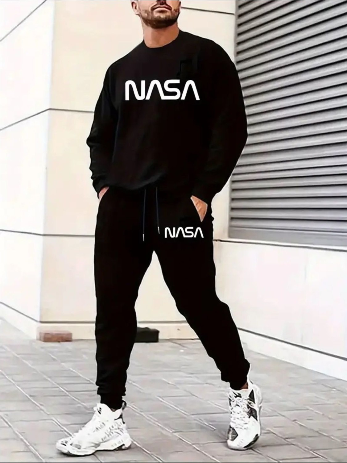Yoho Sport Eşofman Takımı Nasa Baskılı Unisex Kışlık Kalın Pamuklu Sweatshirt ve Eşofman Altı 2' Li Set görsel 5