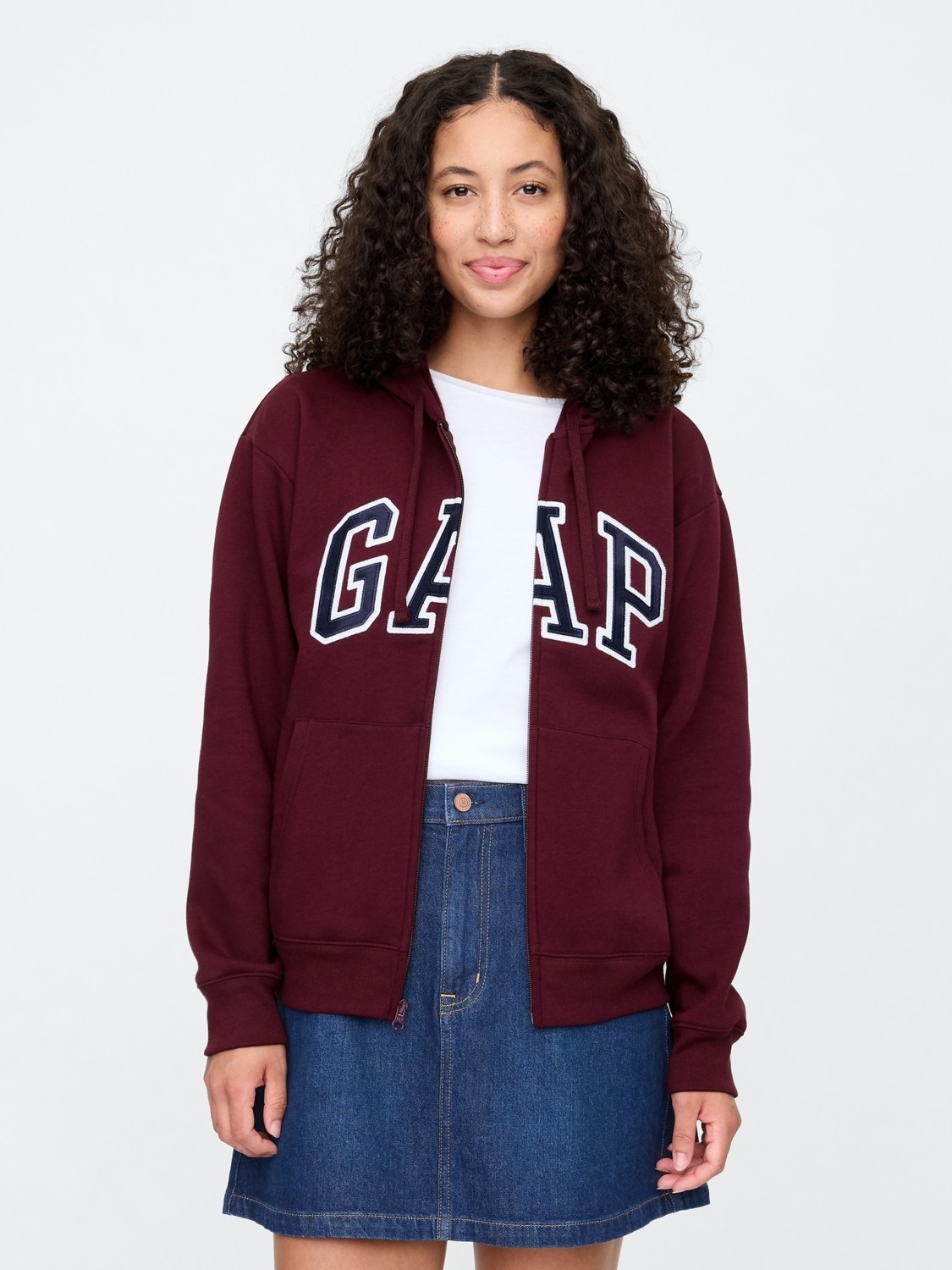 Gap Kadın Bordo Gap Logo Fleece Fermuarlı Sweatshirt