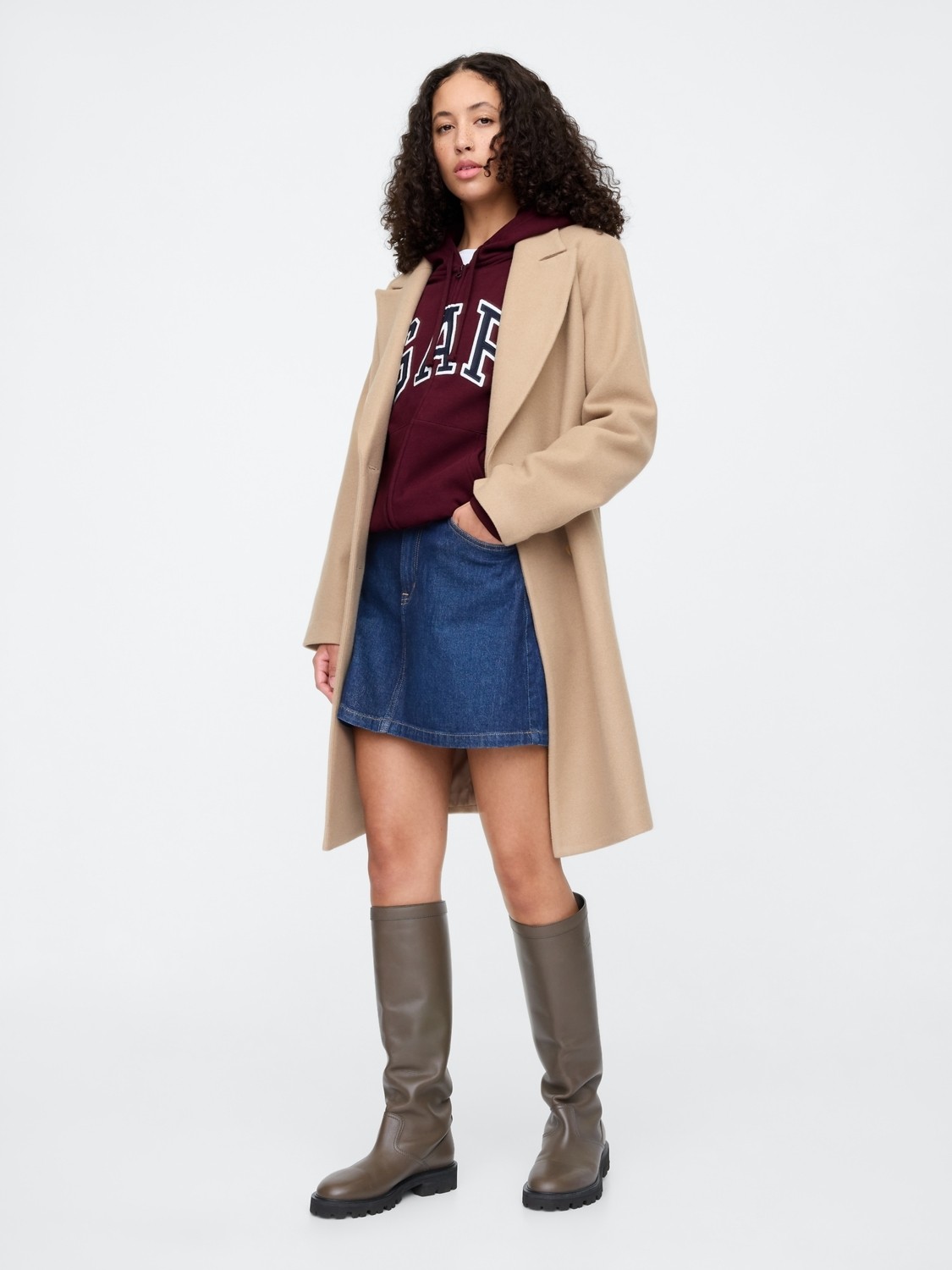 Gap Kadın Bordo Gap Logo Fleece Fermuarlı Sweatshirt görsel 4
