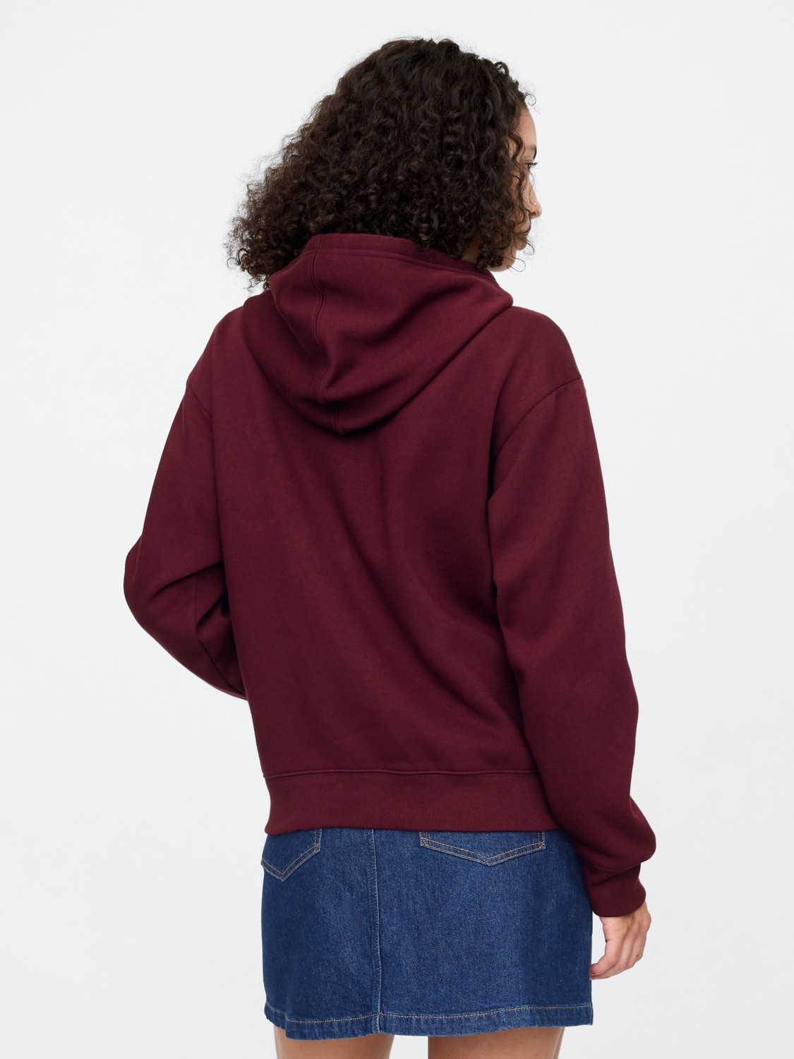 Gap Kadın Bordo Gap Logo Fleece Fermuarlı Sweatshirt görsel 5