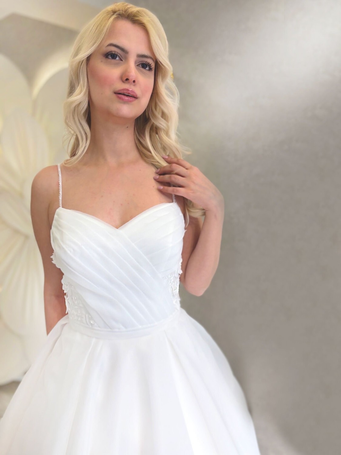 Gold Moda Rebecca | Organze Drapeli Gelinlik görsel 3