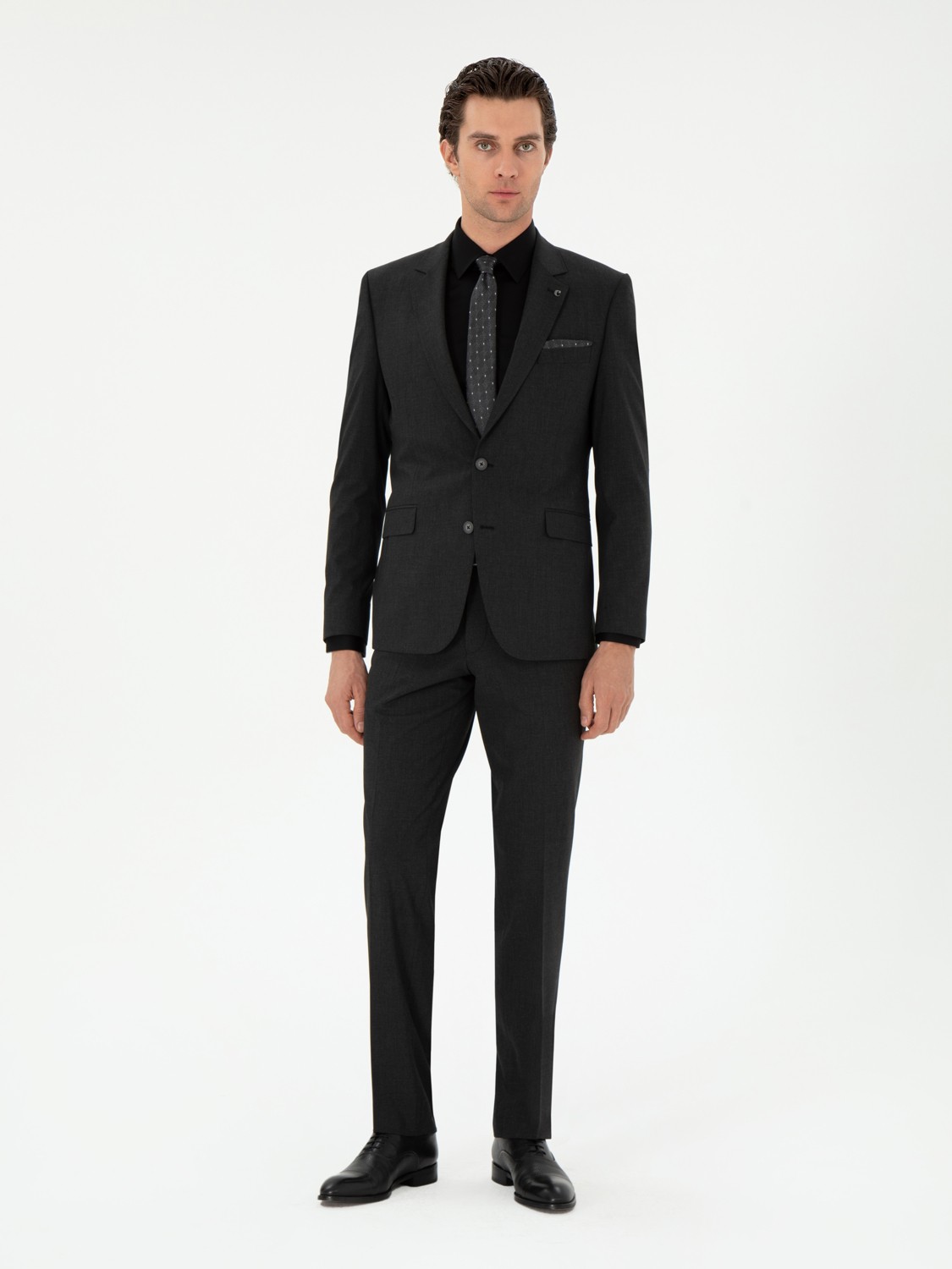 Cacharel Erkek Antrasit Slim Fit Klasik Takım Elbise 50310167-VR006 görsel 8