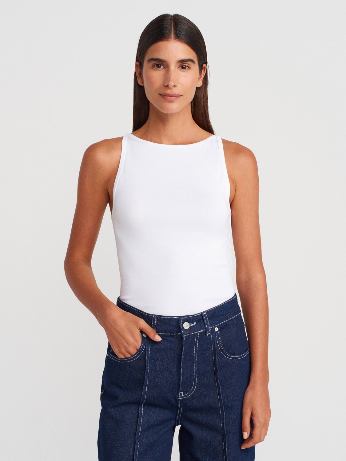 Dilvin 21048 Halter Yaka Top-Beyaz görsel 3