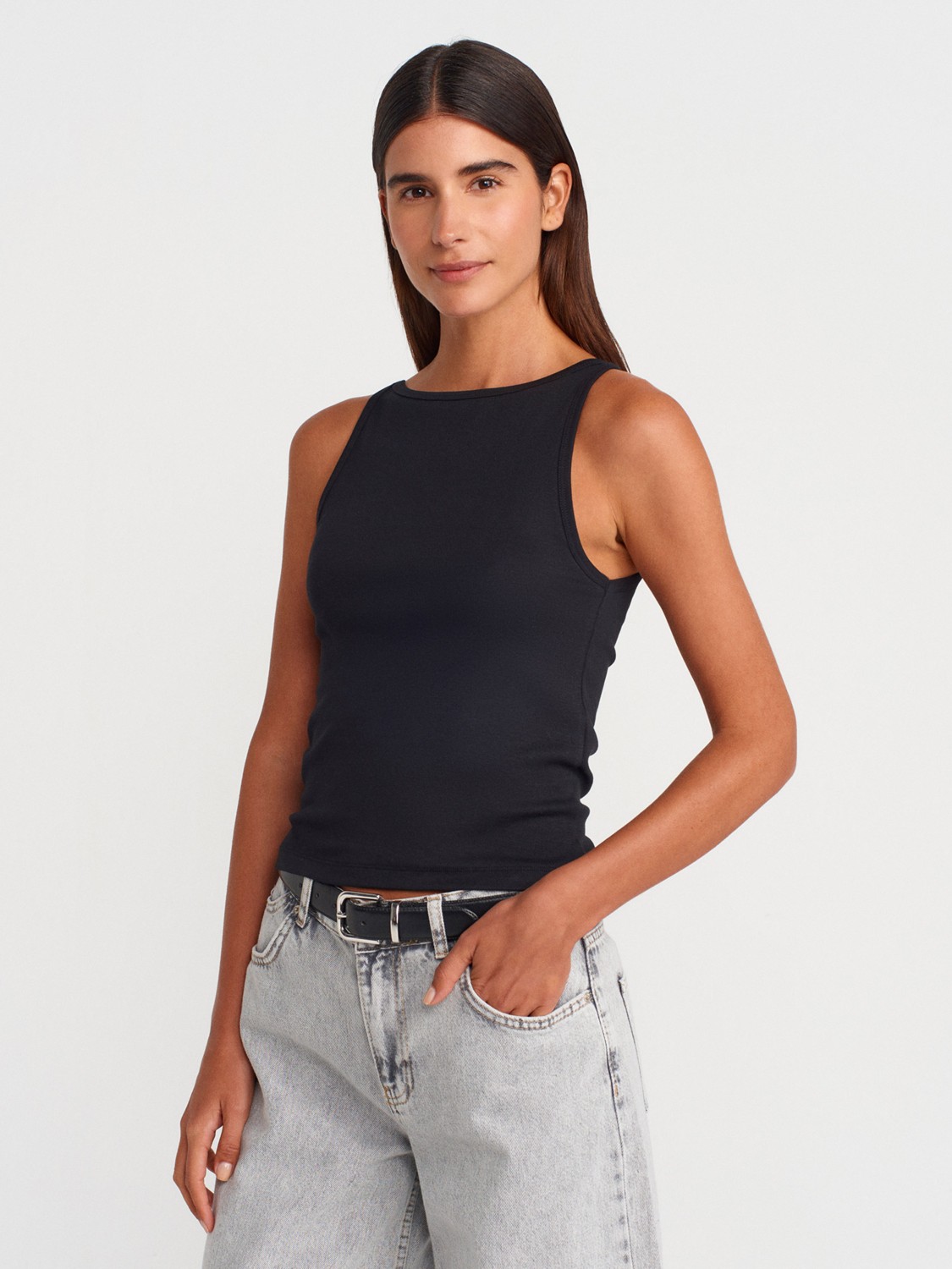 Dilvin 21048 Halter Yaka Top-Beyaz görsel 6