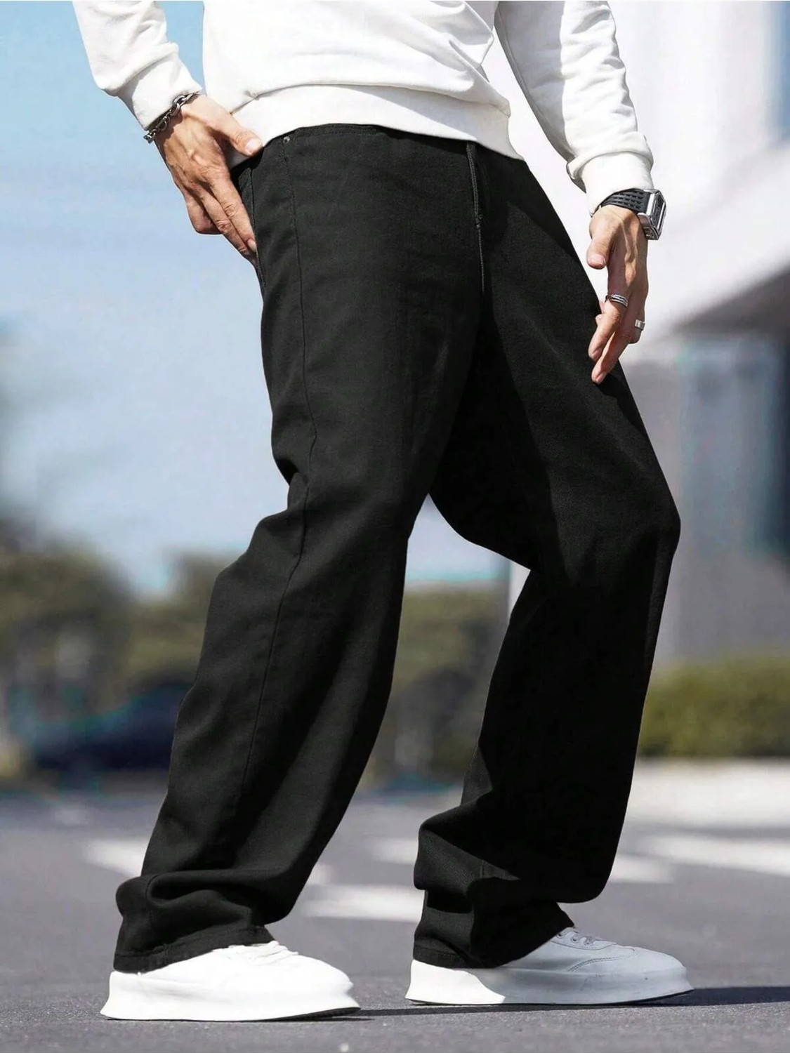 Wkm Erkek Casual Baggy Denim Jean Kot Pantolon