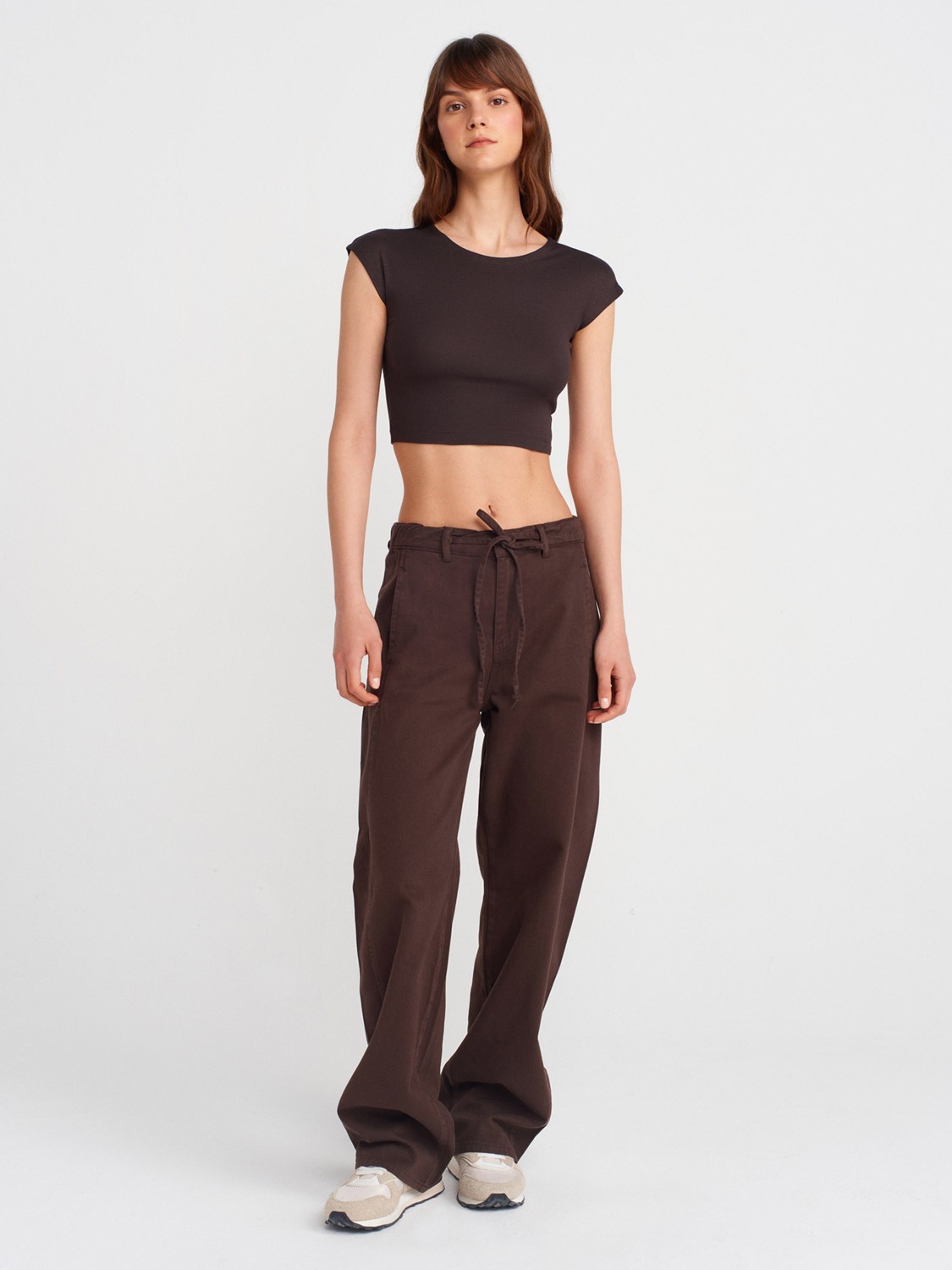 Dilvin 30528 Pamuk ve Modal Karışımlı Crop Top-Beyaz görsel 4