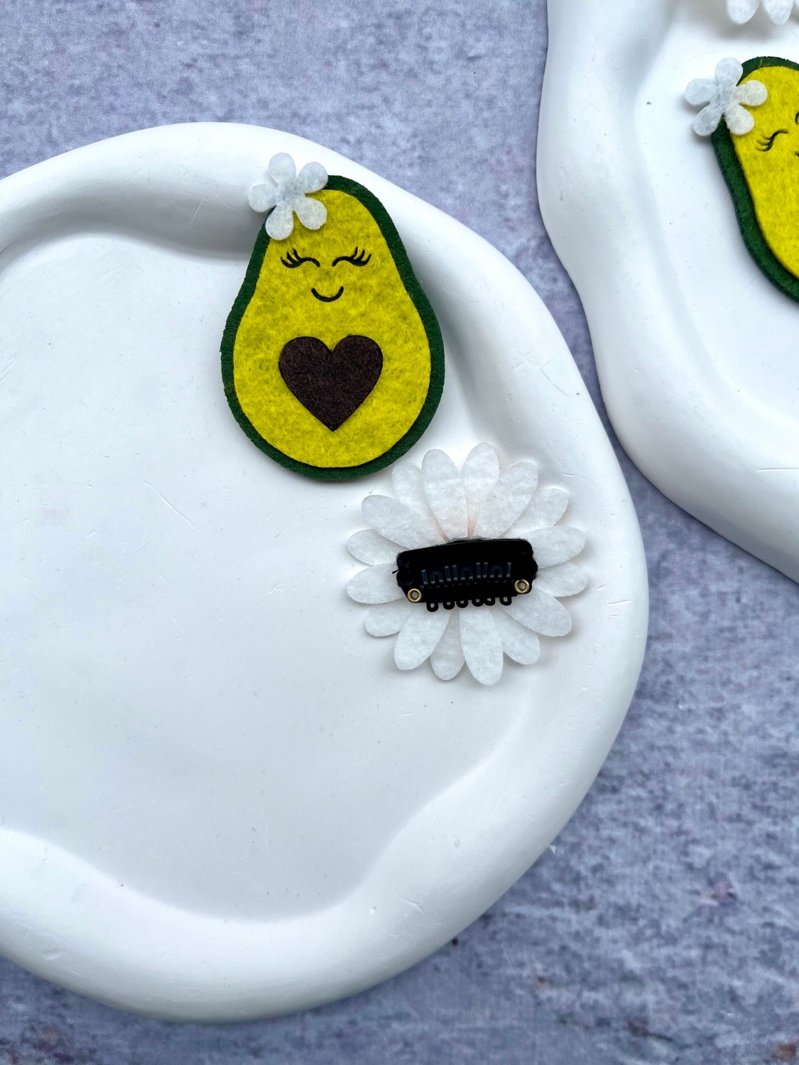 Toka Sepetim Avokado ve Çiçek 2'li Saçsız Bebek Tokası görsel 5