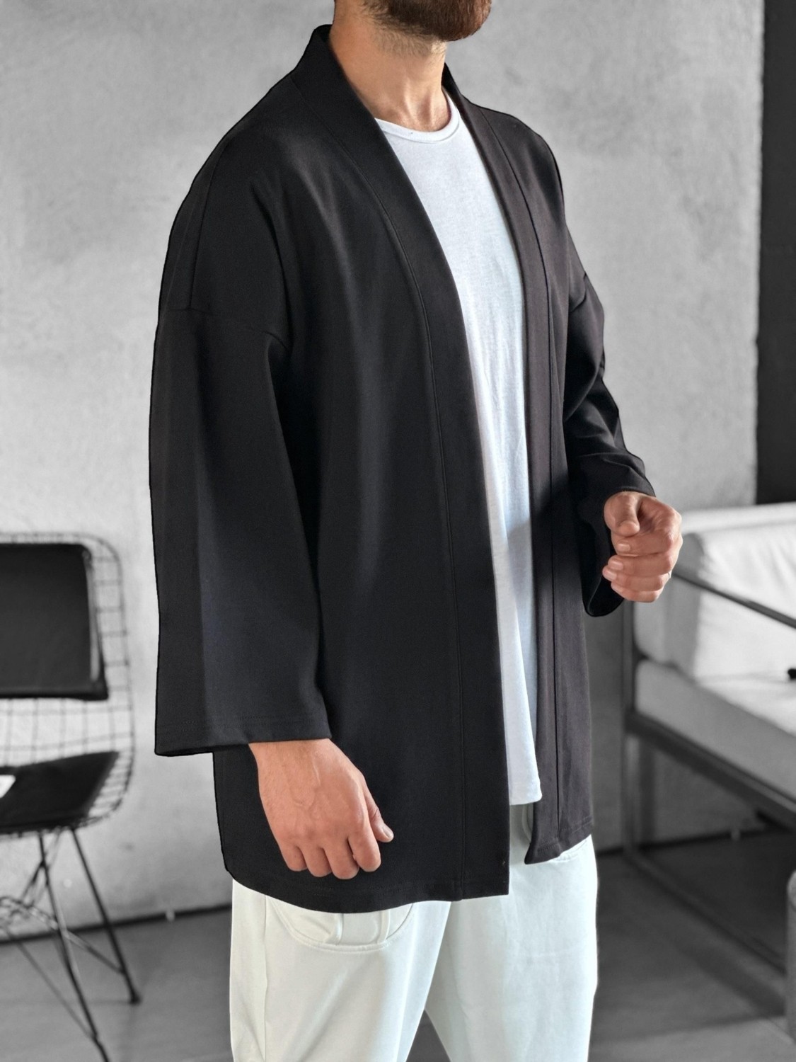 Cocopelli Fakir Kol Siyah Erkek Kimono COC2275