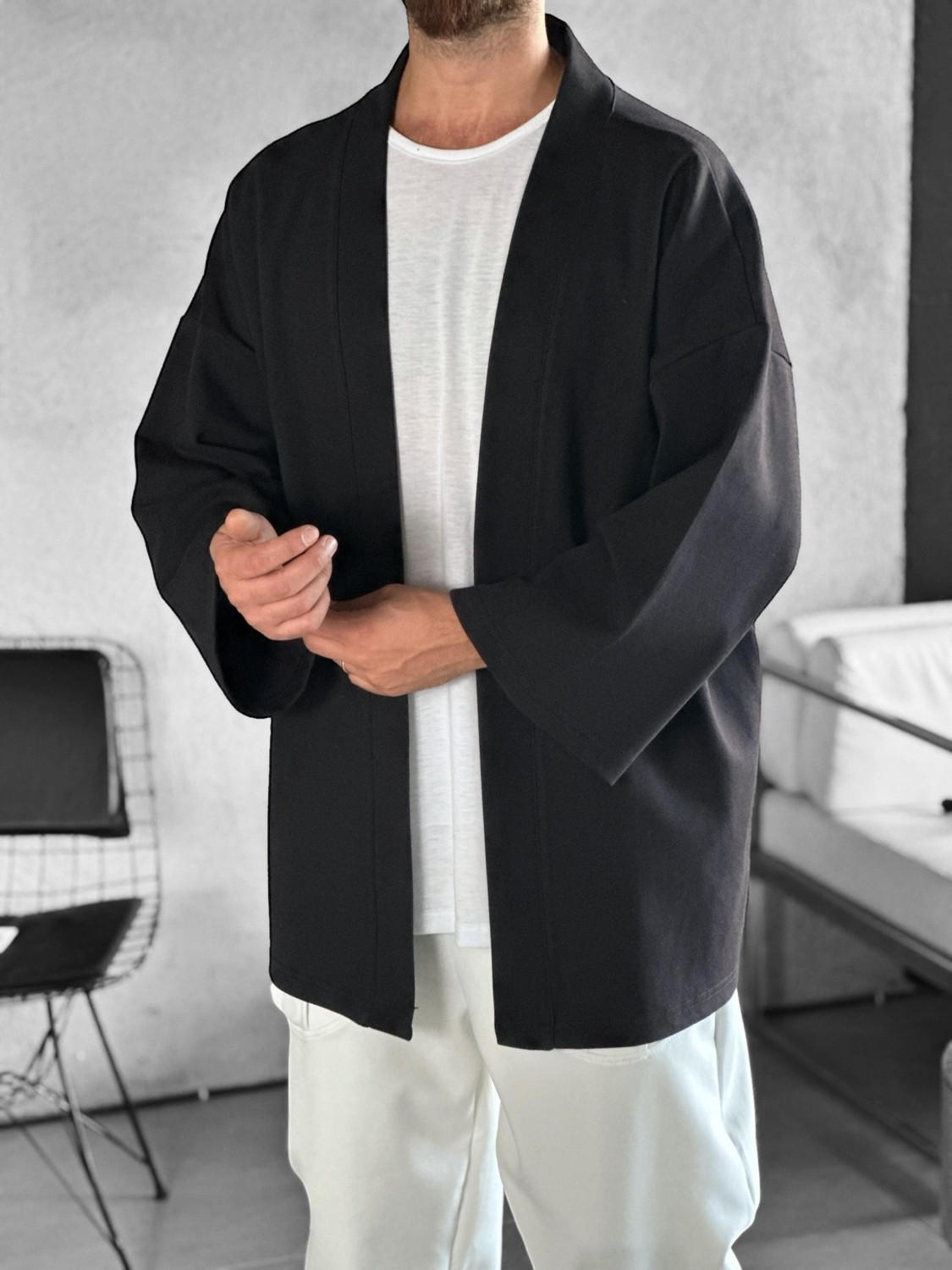 Cocopelli Fakir Kol Siyah Erkek Kimono COC2275 görsel 2