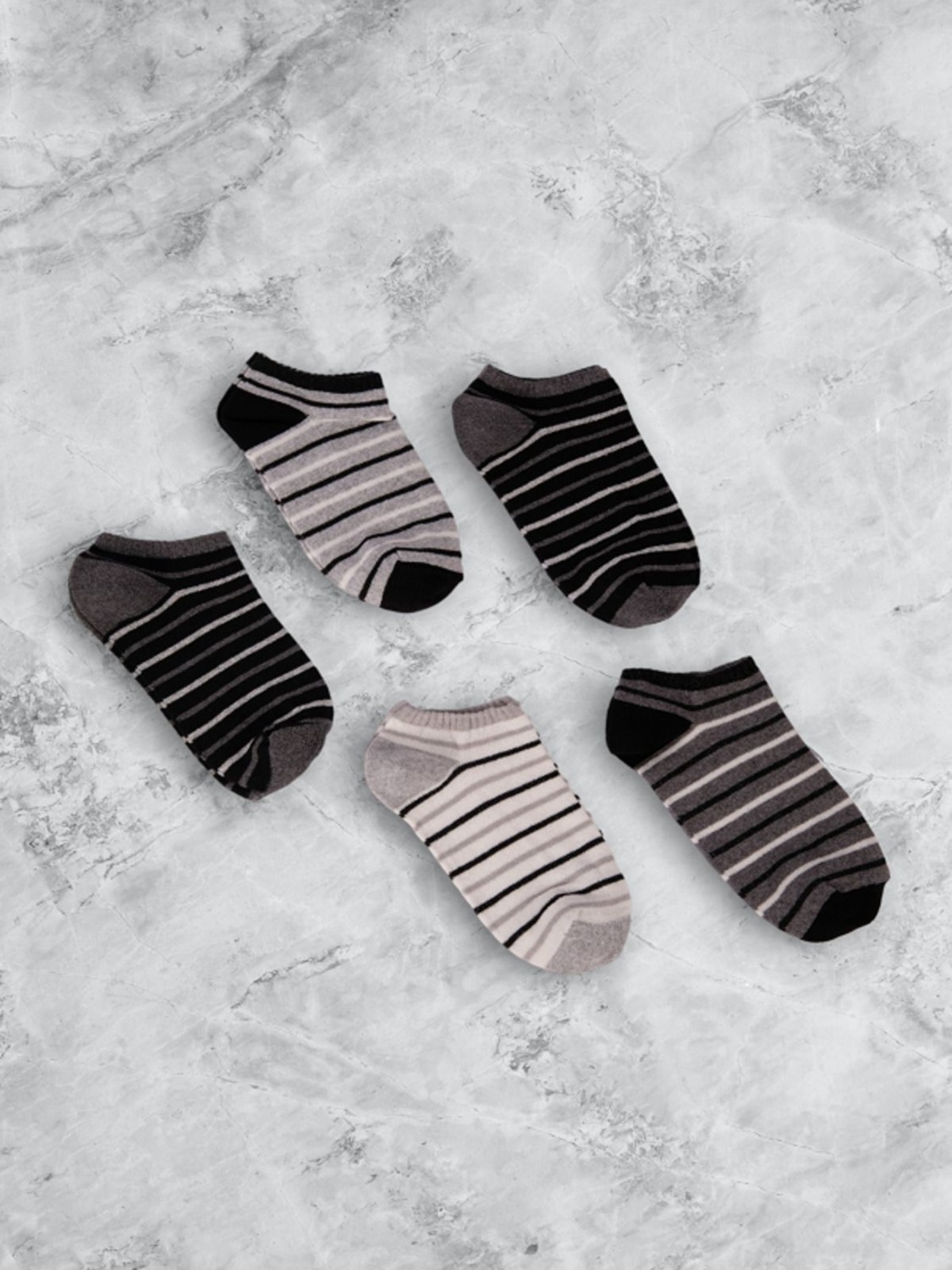 Black Arden Socks Çizgili Desenli Erkek Çocuk Patik Seti 5'li Okul Günlük Mevsimlik