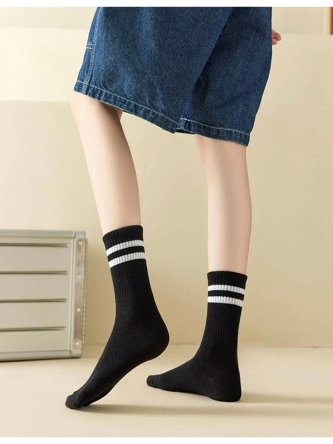 Black Arden Socks Günlük Kullanım Için Pamuklu Bel Lastikli Patik Çoraplar 5 Çift görsel 2
