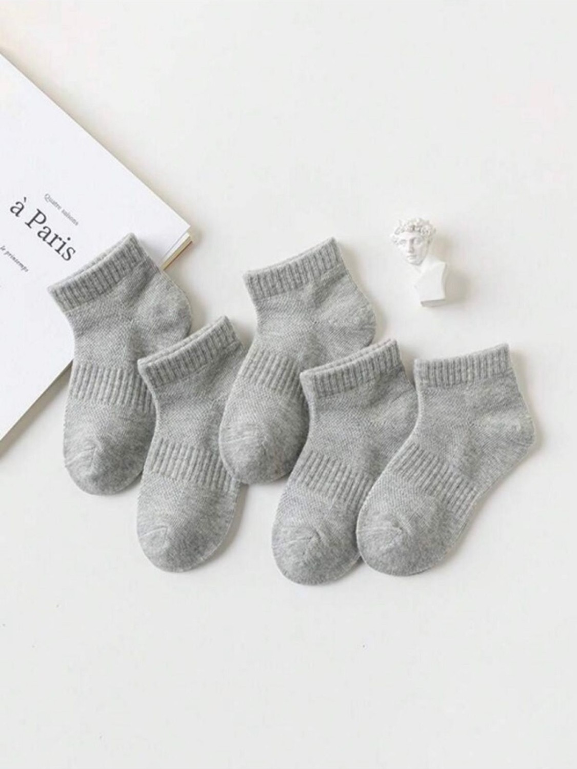 Black Arden Socks Unisex Çocuk Çorap Seti 5'li Gri Pamuk Elastan Karışımı Rahat ve Nefes Alabilen Günlük Kullanım