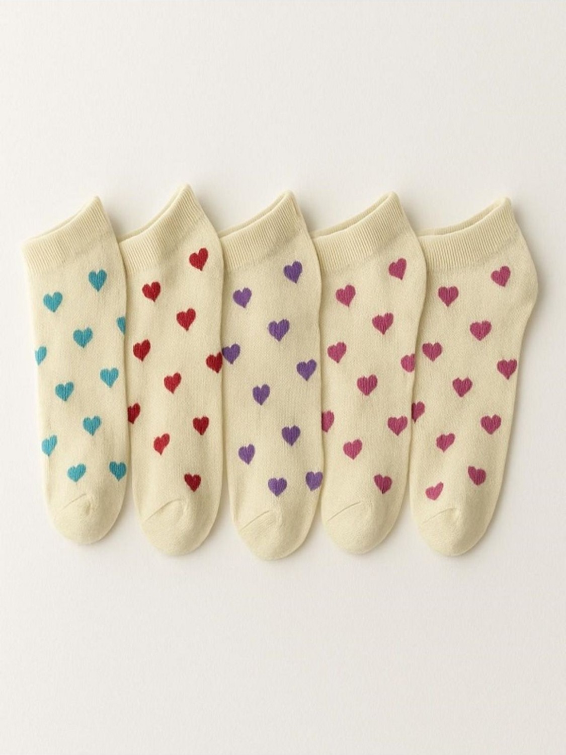Black Arden Socks Kız Kalp Desenli Çocuk Patik Seti 5'li Okul Günlük Mevsimlik görsel 8