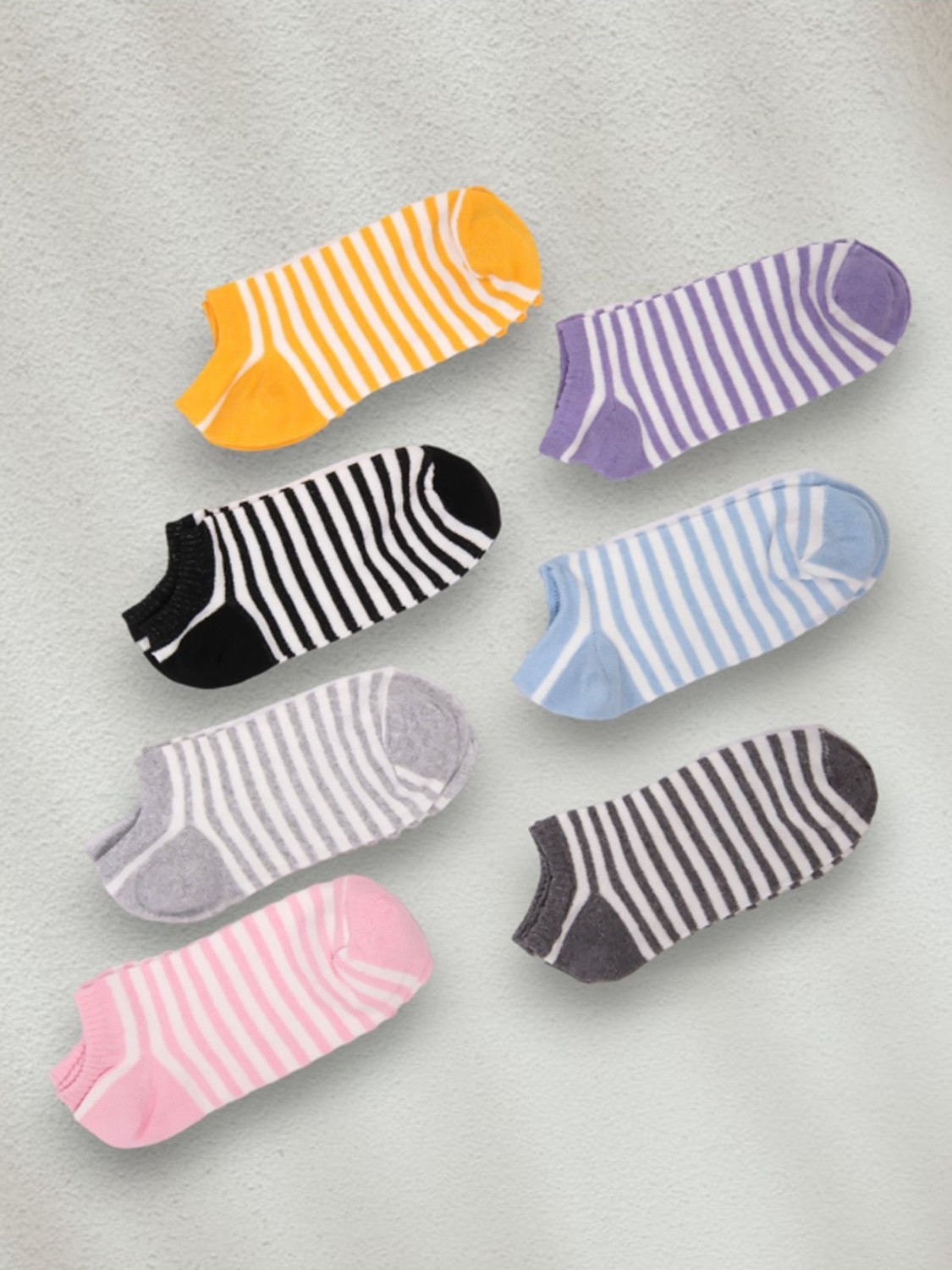 Black Arden Socks Renkli Kız Çizgili Desenli Çocuk Patik Seti 7'li Okul Günlük Mevsimlik