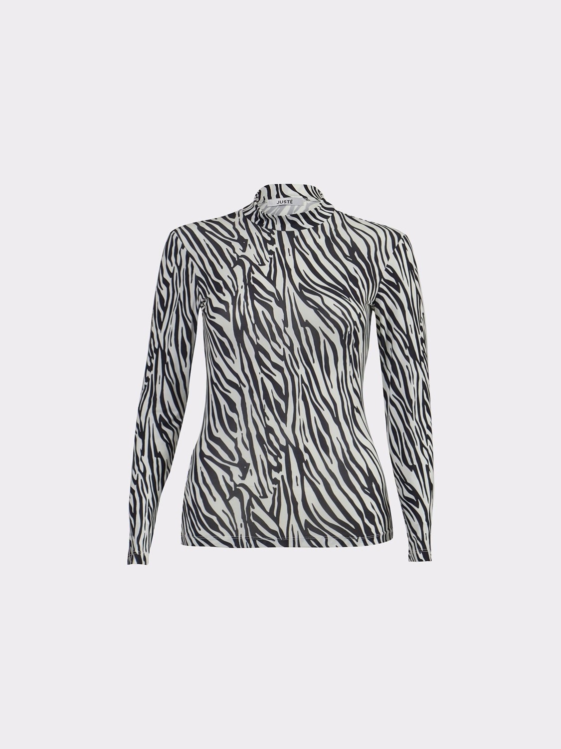 Juste Zebra Desen Boğazlı Siyah Body görsel 4