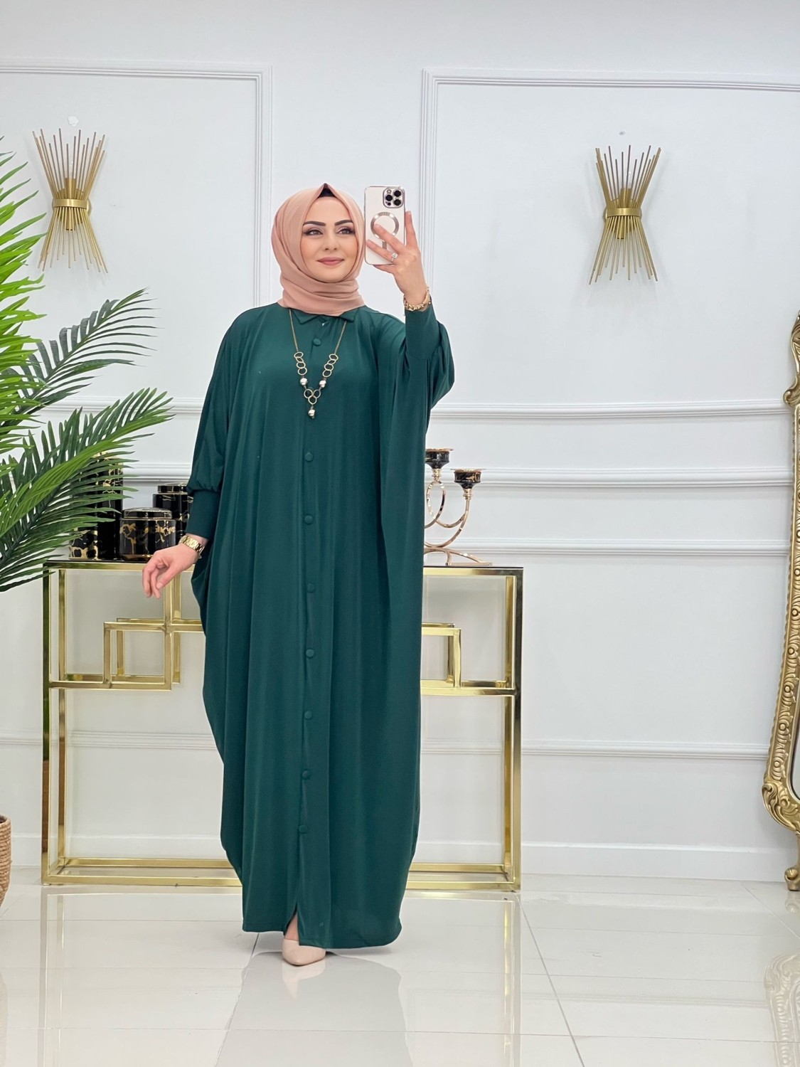 Nisum Moda Yarasa Kol Düğmeli Ferace