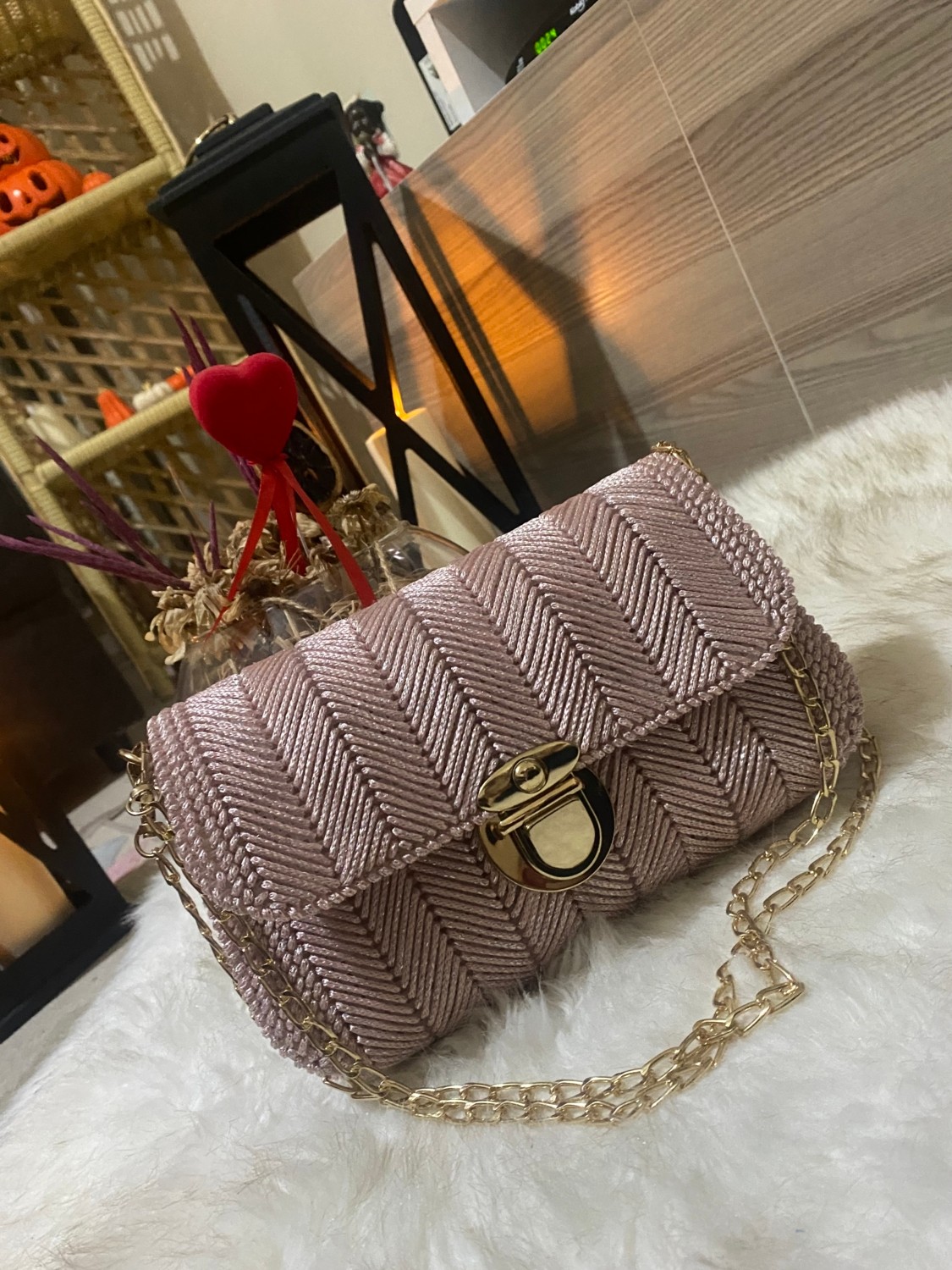 Kadın Kanvas Model Pembe Renk El Işleme,el ve Kol,omuz Çantası