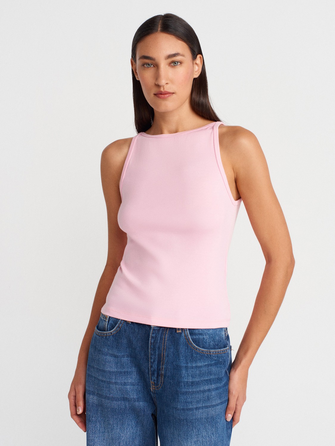 Dilvin 21048 Halter Yaka Top-Koyu Kahve görsel 6