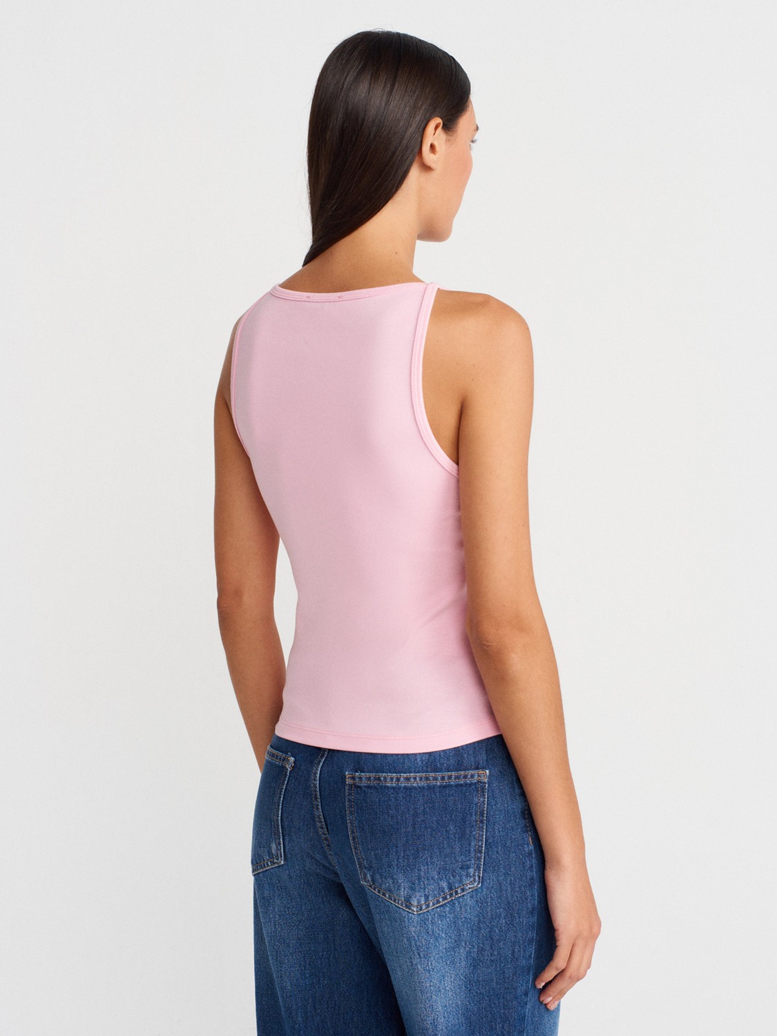 Dilvin 21048 Halter Yaka Top-Koyu Kahve görsel 7