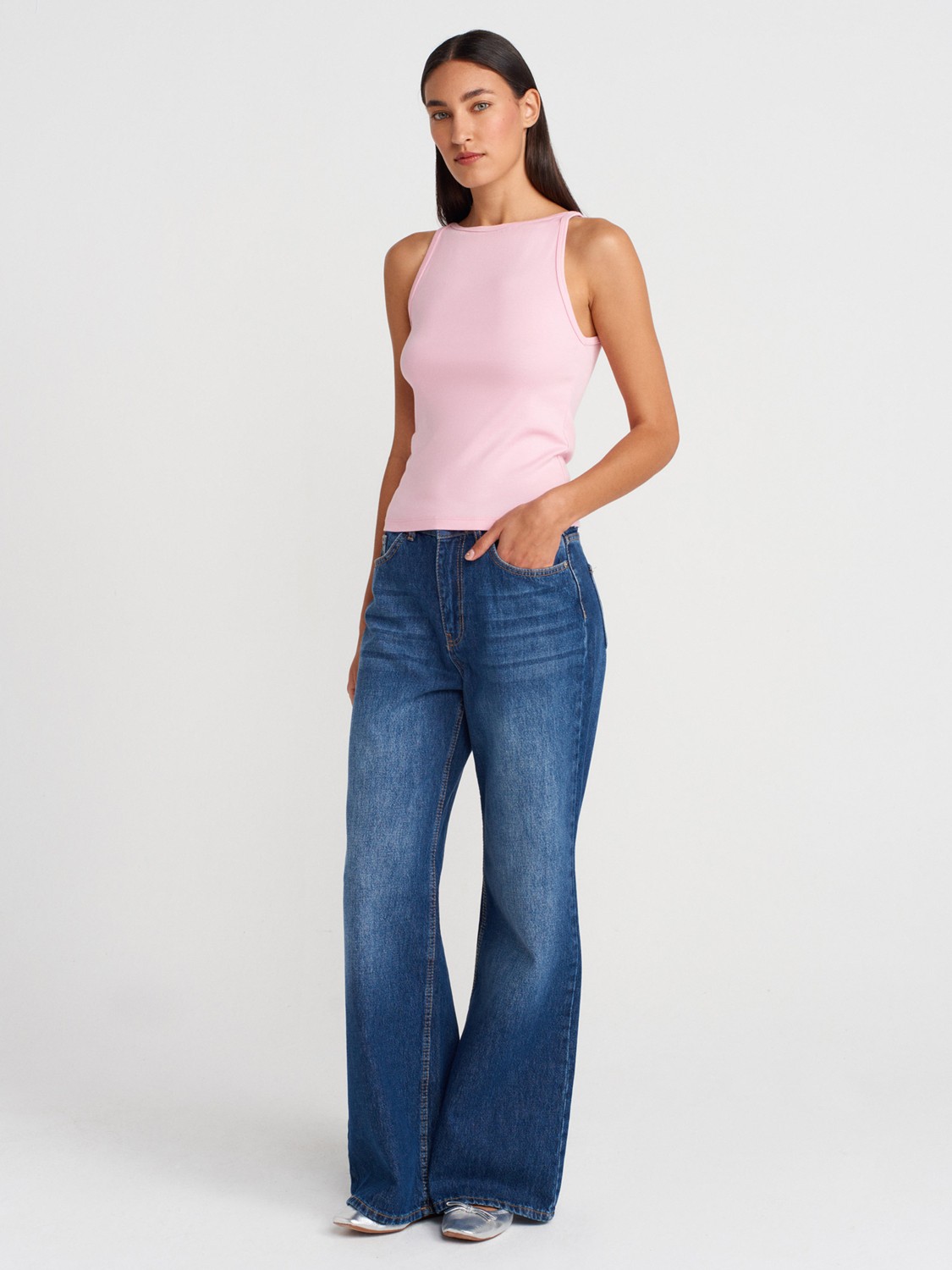 Dilvin 21048 Halter Yaka Top-Koyu Kahve görsel 8
