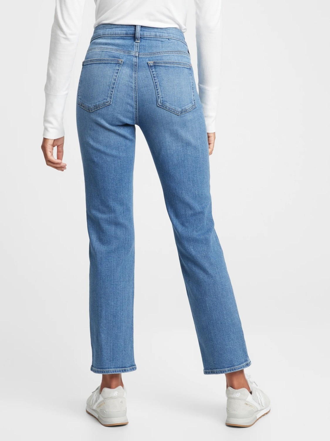 Gap Kadın Mavi Mid Rise Classic Straight Jean Pantolon görsel 5
