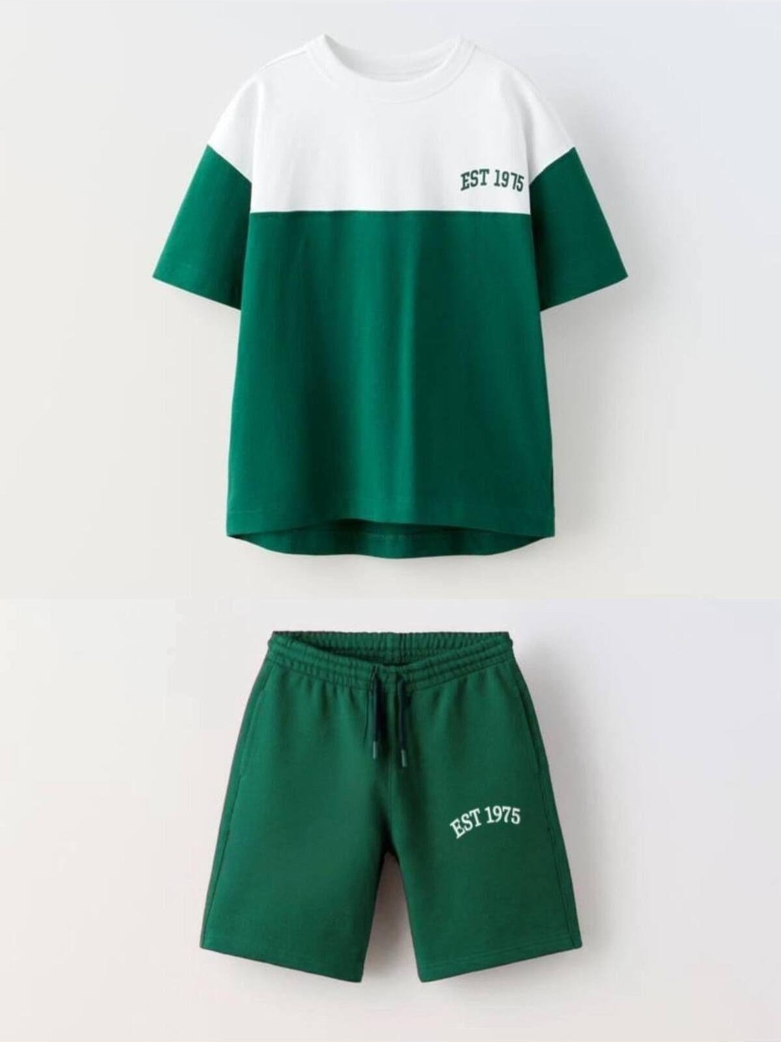2kids2mom La'ciel Paris Atlanta City Yazılı Yeşil-Beyaz T-Shirt ve Şort Takım (5- 14 Yaş )