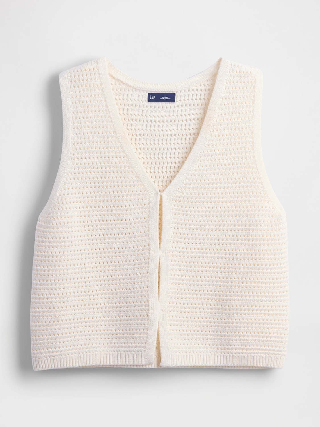 Gap Kadın Siyah 100% Pamuk Crochet Yelek görsel 2