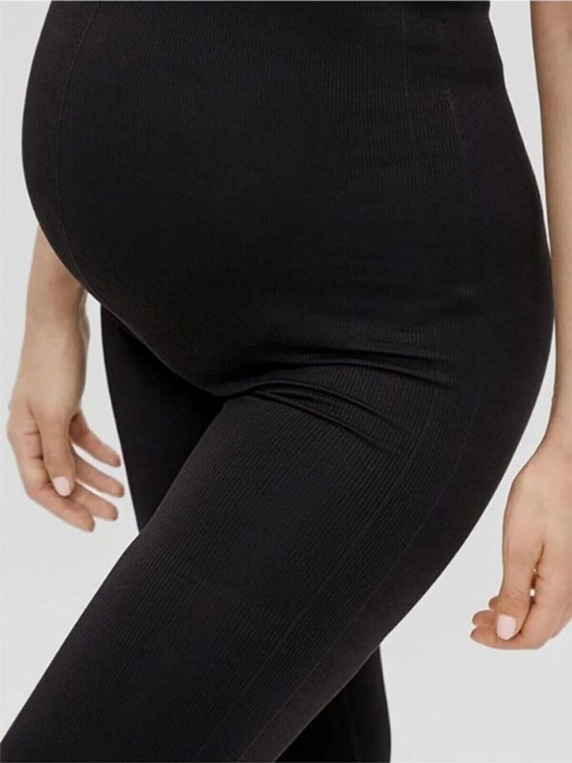 Momslab Kadın Toparlayıcı Pamuklu Bel Ayarlı Fitilli Rahat Günlük Siyah Hamile Taytı görsel 3