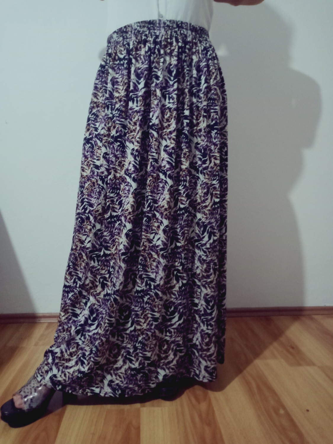 Hoaryage Beli Lastikli Desenli Viskon Kumaş Maxi Boy Anne Etek %100 Pamuk 38BEDEN 100KG