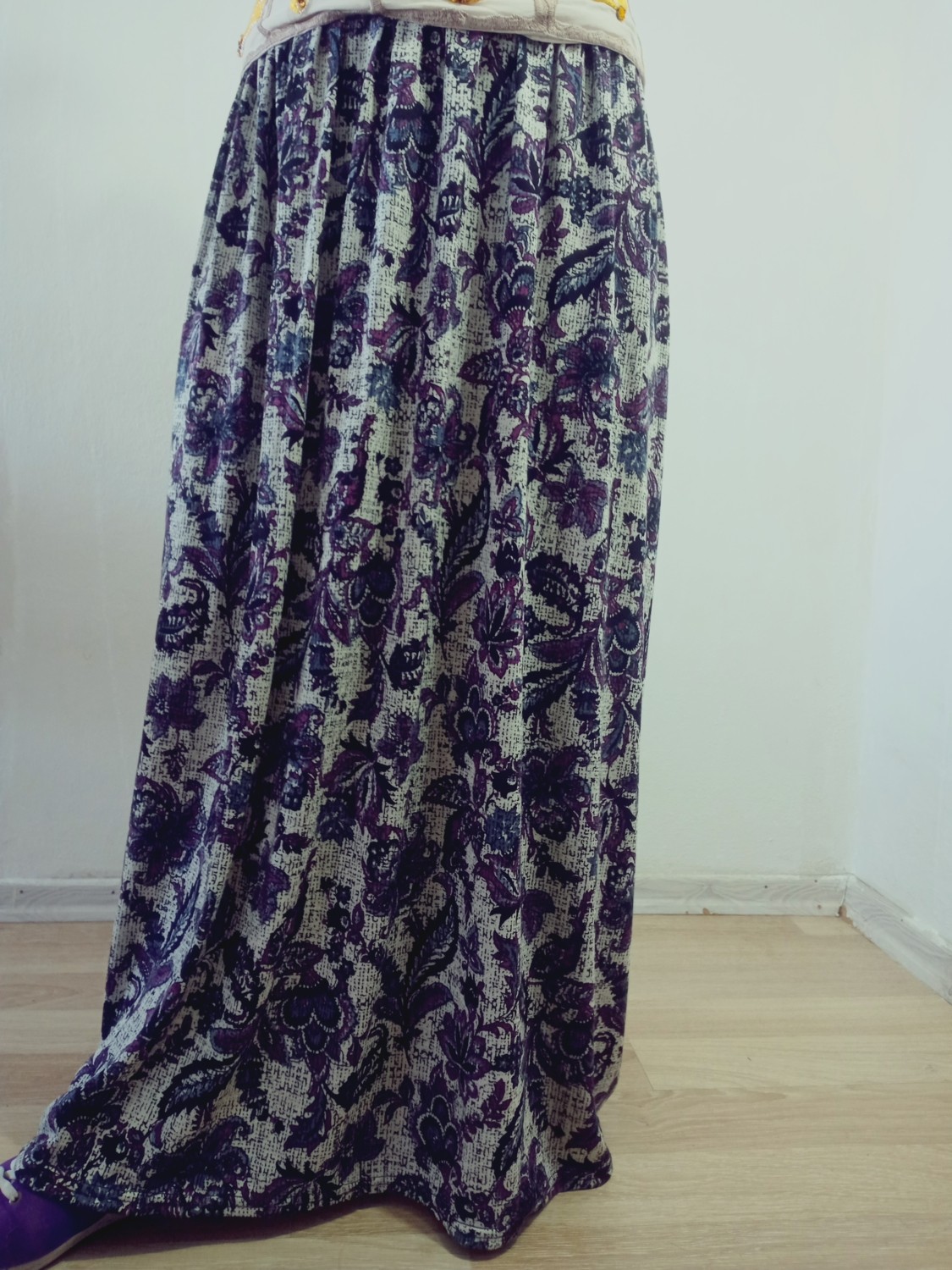 Hoaryage Beli Lastikli Desenli Viskon Kumaş Maxi Boy Anne Etek %100 Pamuk 38BEDEN 100KG görsel 7