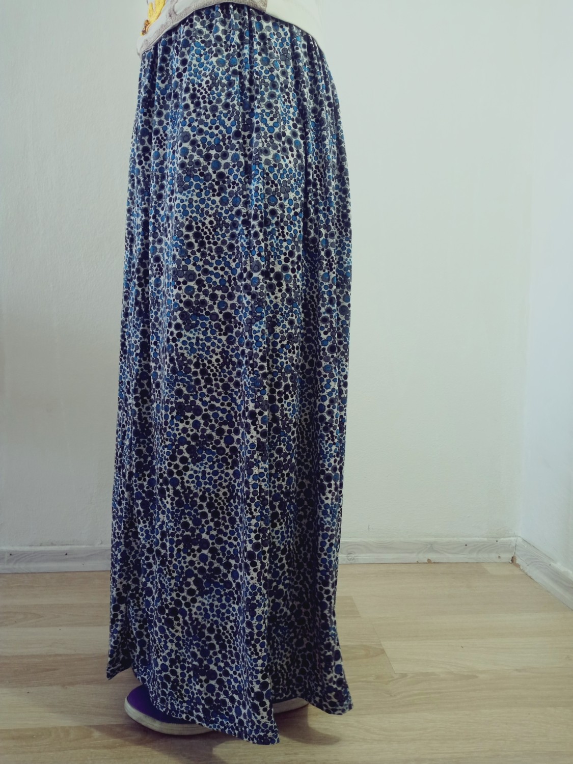 Hoaryage Beli Lastikli Desenli Viskon Kumaş Maxi Boy Anne Etek %100 Pamuk 38BEDEN 100KG