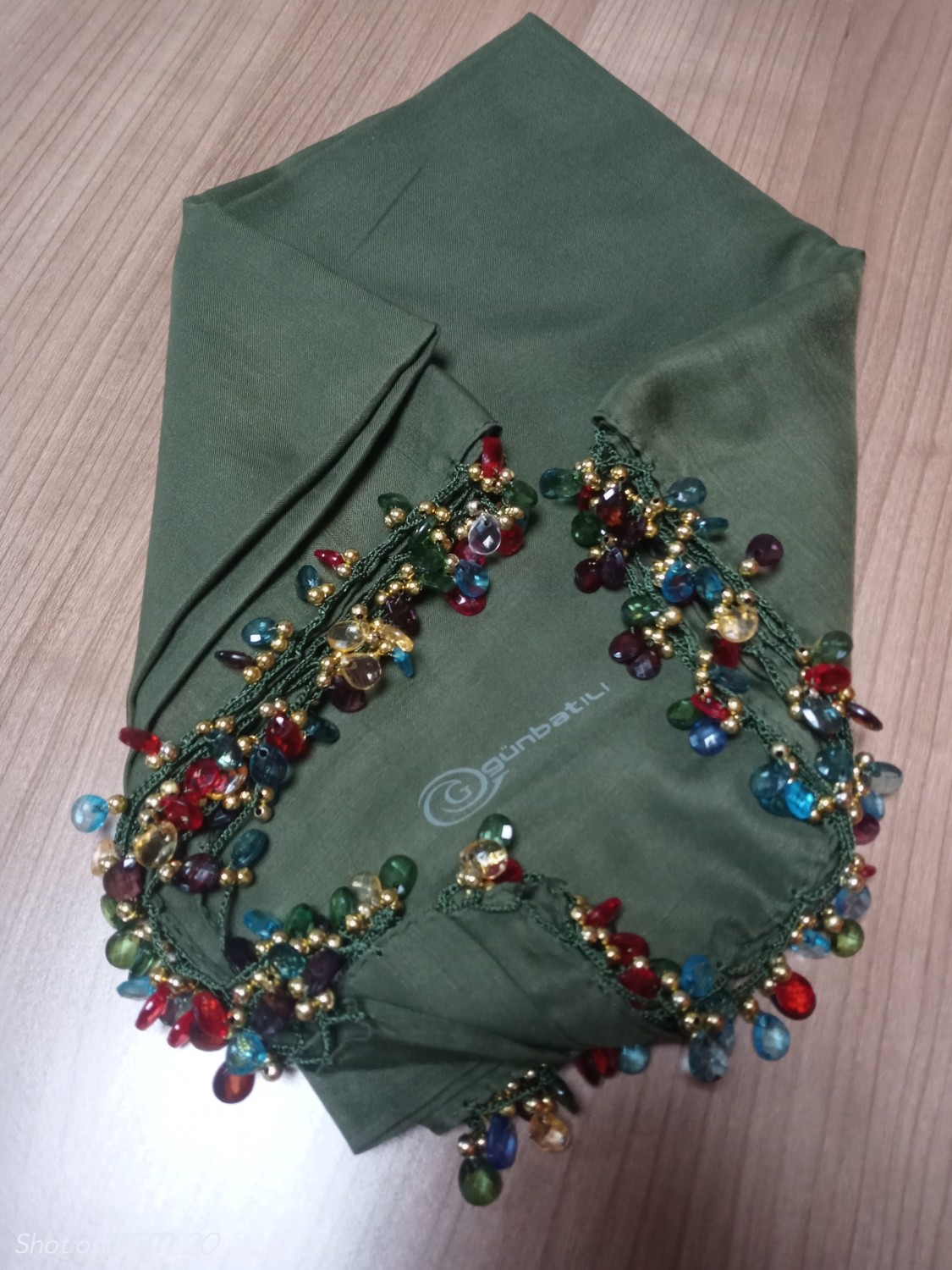 Hoaryage El Emeği Kristal Damla Boncuklu Yazma ,tülbent Yemeni, Fular ,4 Kenar Oyalı