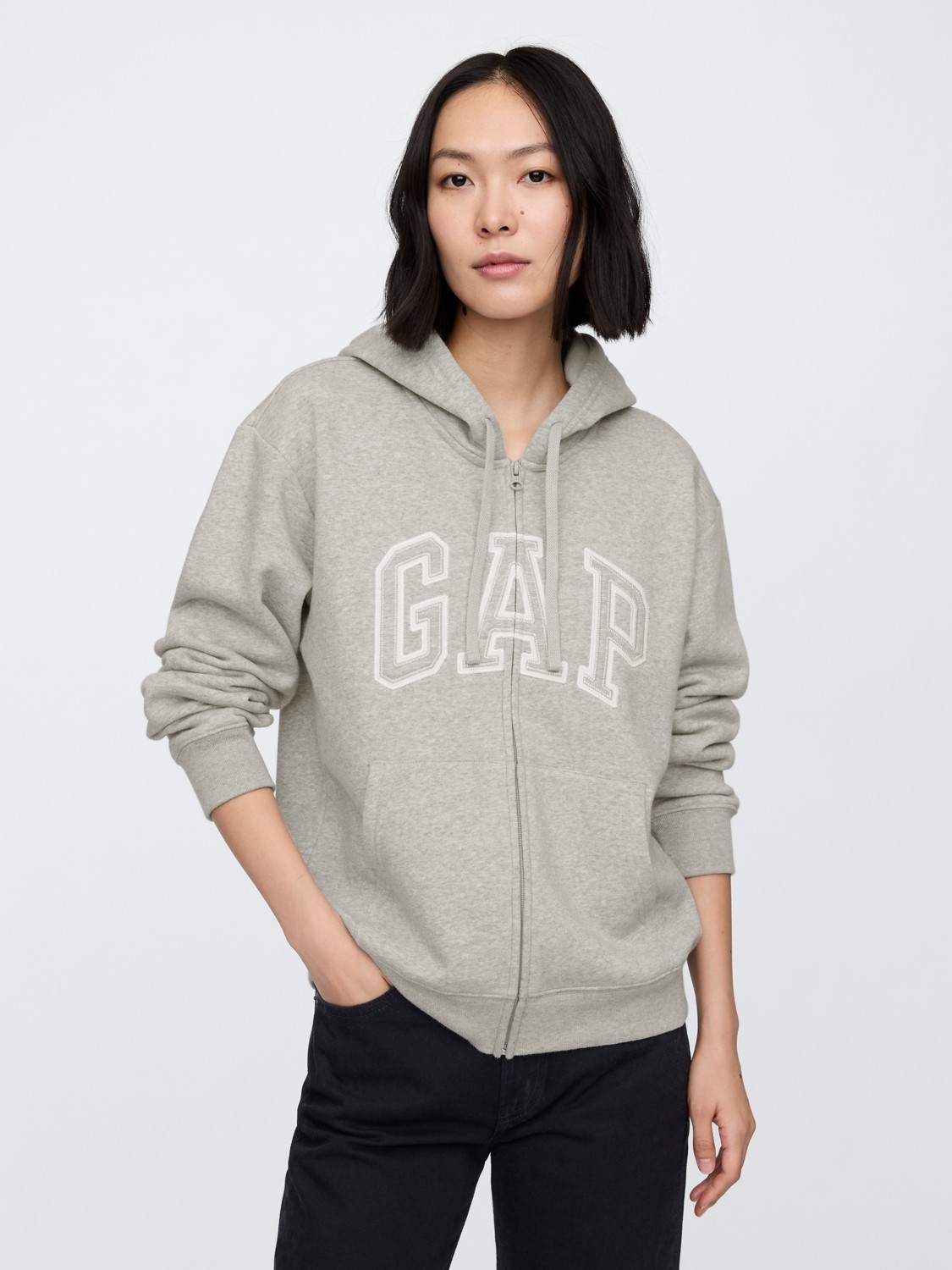 Gap Kadın Bordo Gap Logo Fleece Fermuarlı Sweatshirt görsel 6