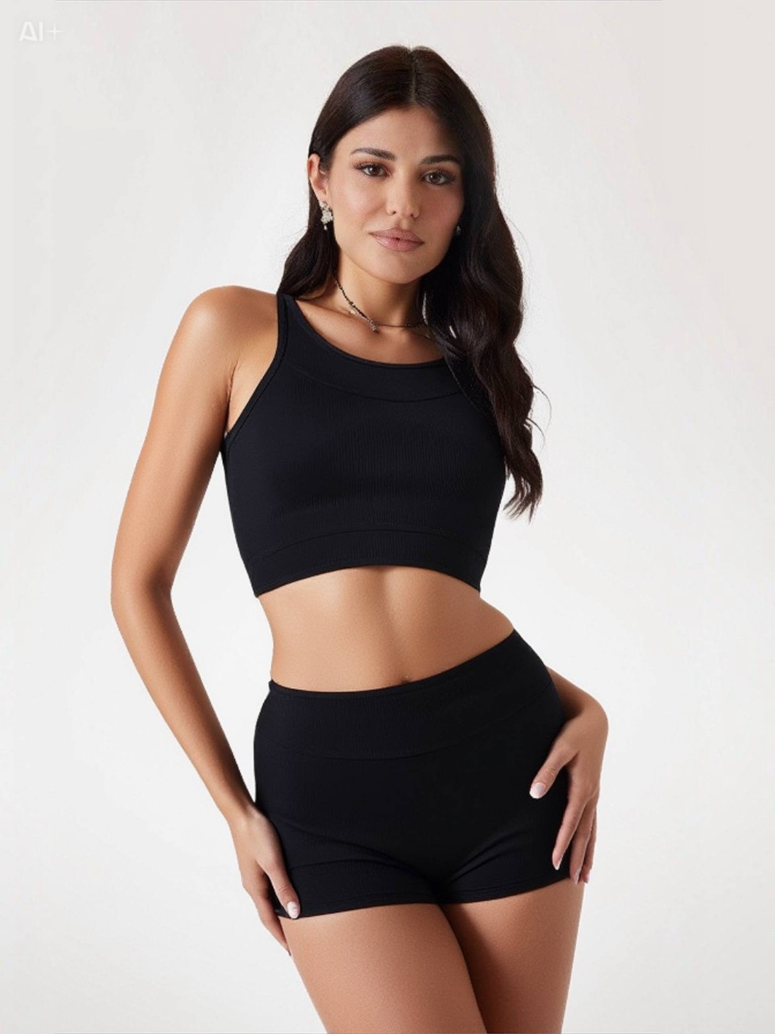 Hazelin Kadın Siyah Şortlu Büstiyerli Yüzücü Bikini Takım HZL23S-AR17541 görsel 7