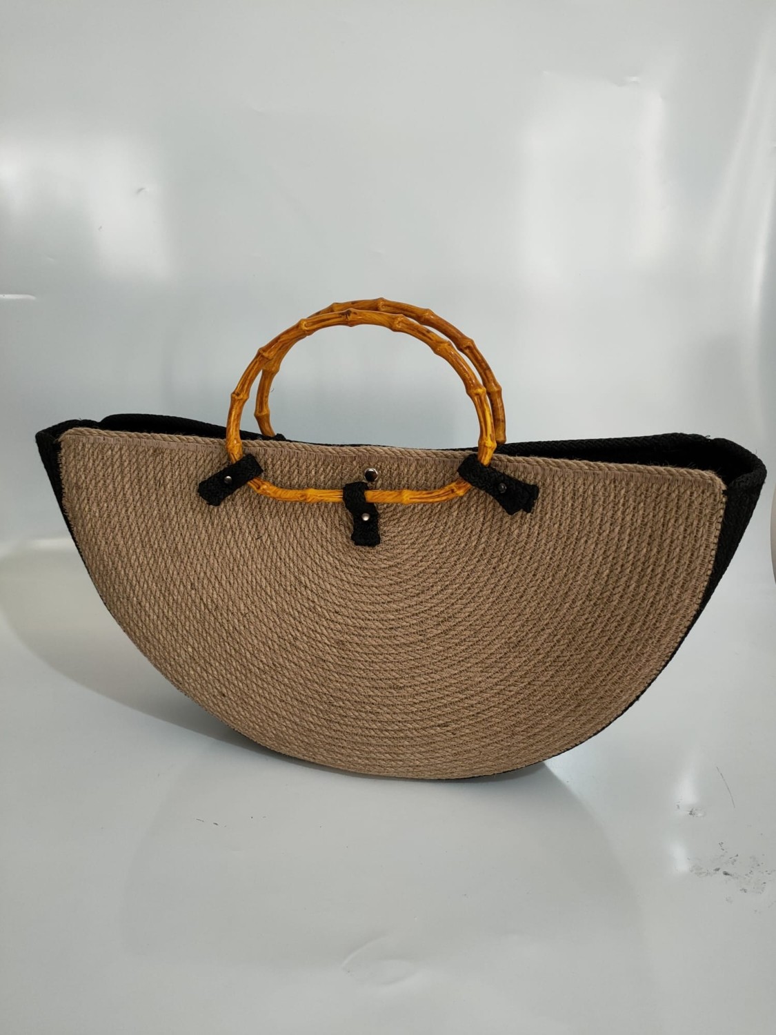 Ezo Beach, Kadın Siyah El Çantası, Hasır Handmade Çanta, El Yapımı Günlük , Hediyelik Plaj Çantası görsel 8