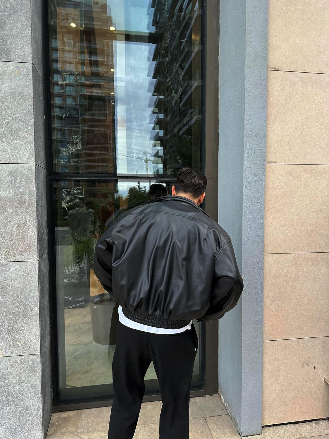Çerme Vintage Erkek Oversize Siyah Deri Ceket görsel 2