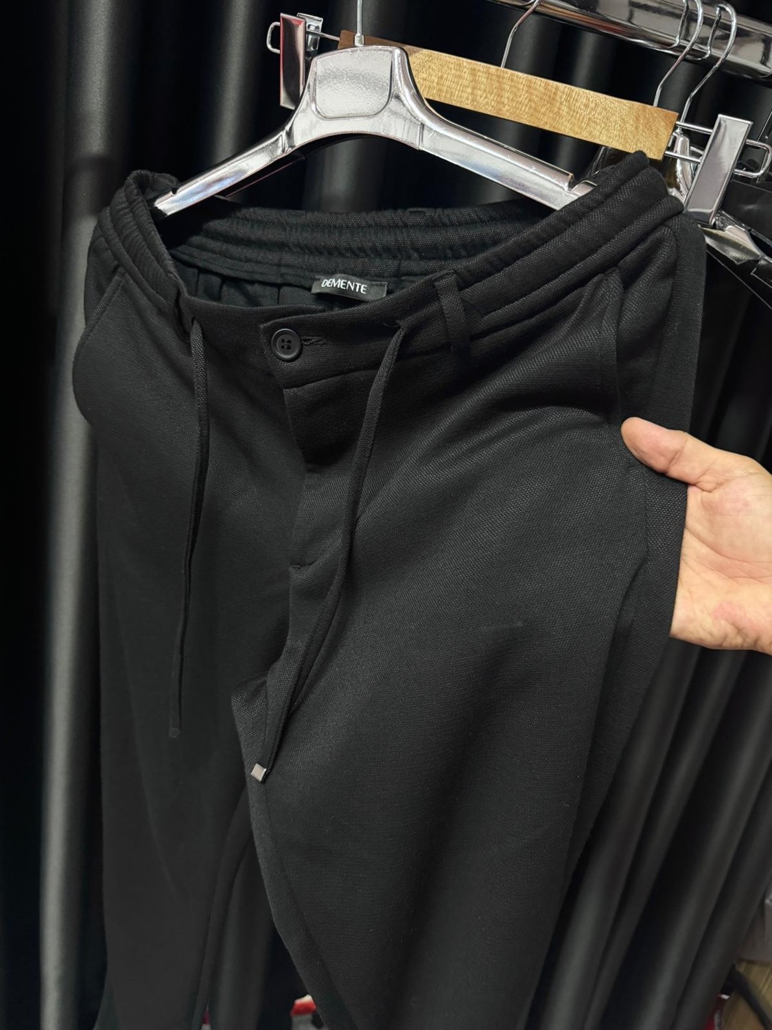 GD Goldoremi Erkek Jakarlı Çelik Örme Regular Beli Lastikli İpli Fermuarlı Rahat Jogger Pantolon görsel 3