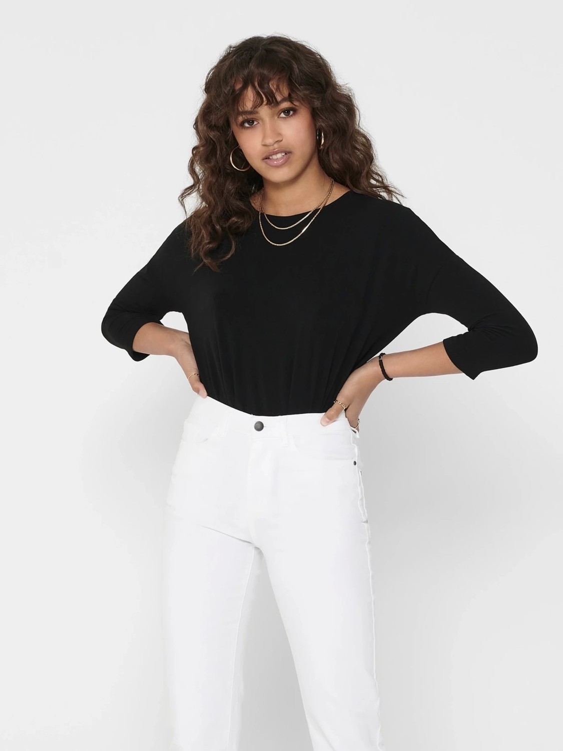 Only 15157920 Genis Yaka Dirsek Kol Kadın Body - Siyah görsel 2