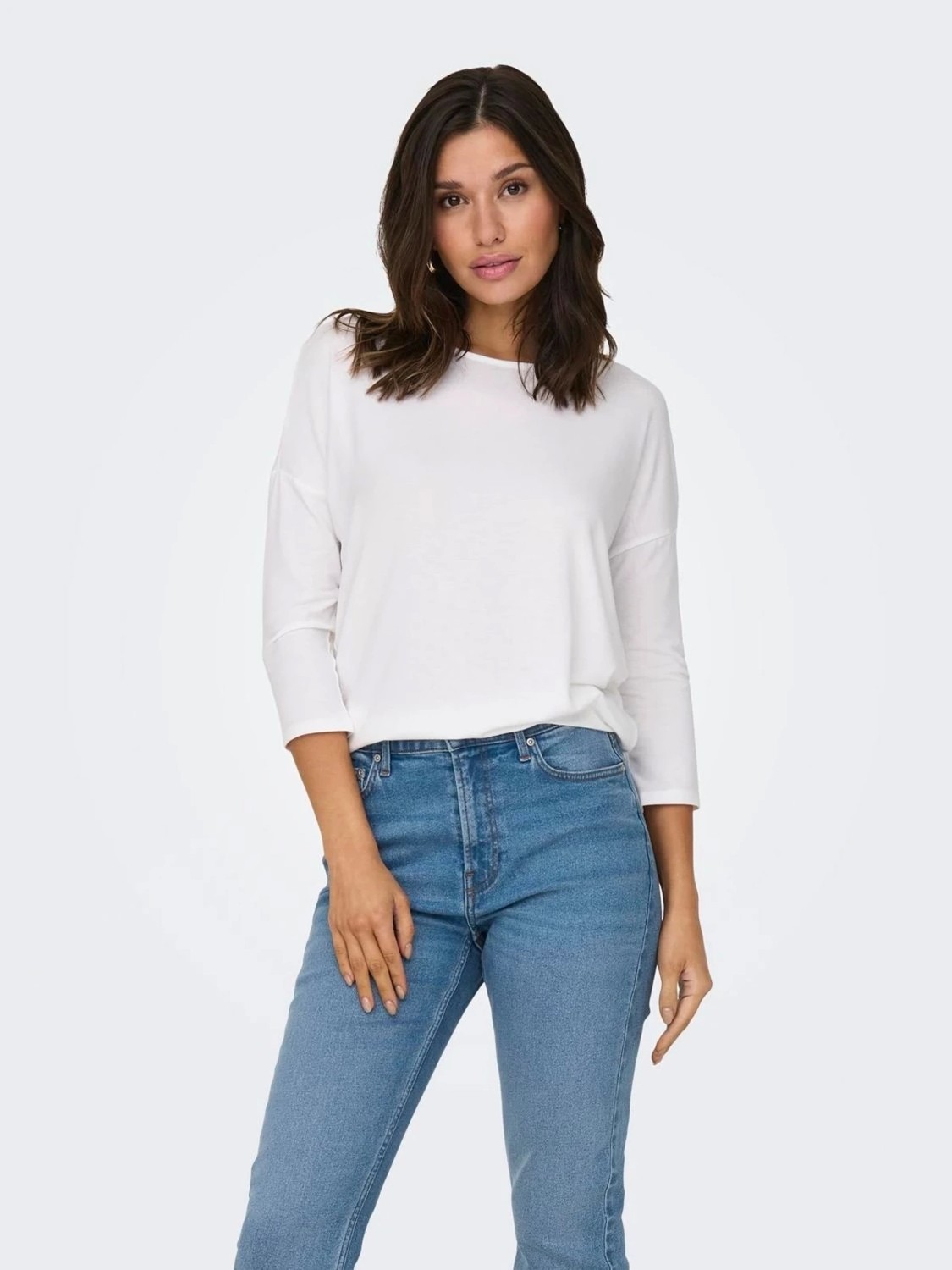 Only 15157920 Genis Yaka Dirsek Kol Kadın Body - Ekru görsel 2