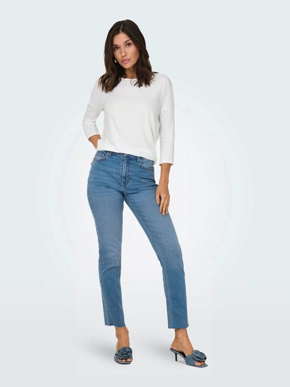 Only 15157920 Genis Yaka Dirsek Kol Kadın Body - Ekru görsel 3