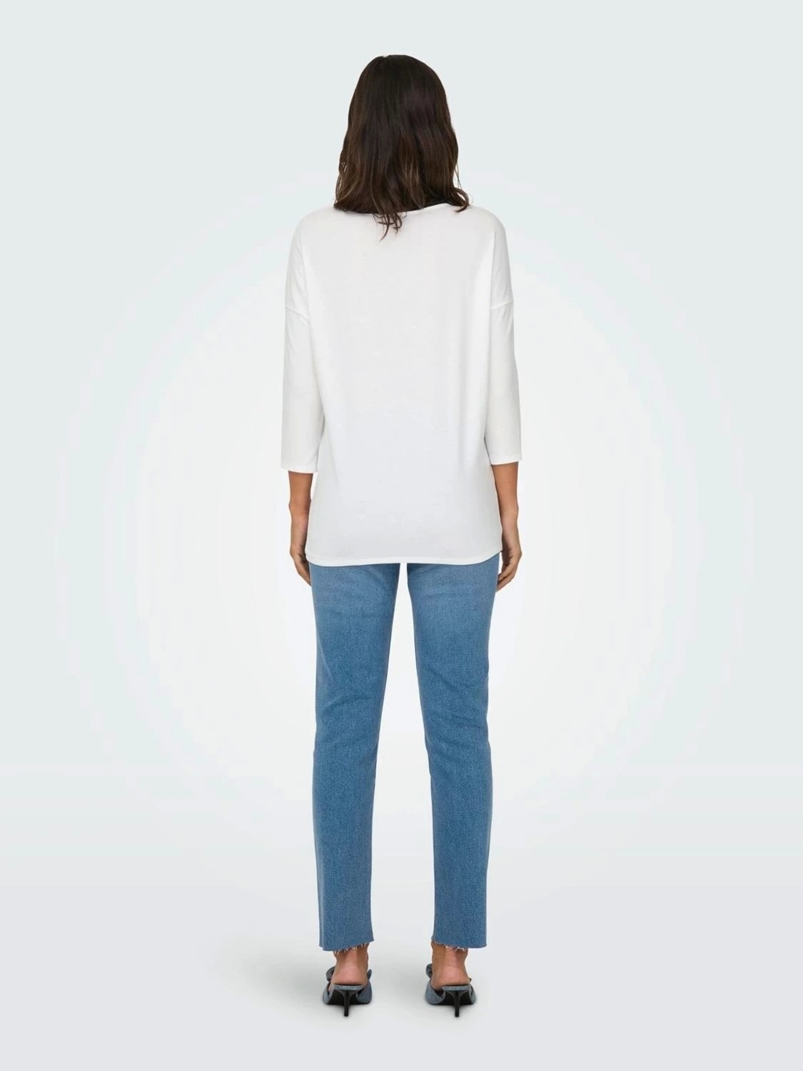 Only 15157920 Genis Yaka Dirsek Kol Kadın Body - Ekru görsel 4