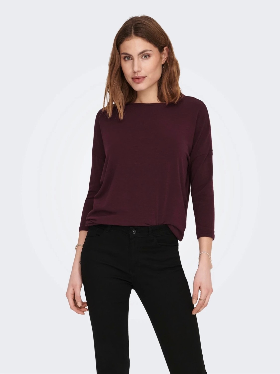Only 15157920 Genis Yaka Dirsek Kol Kadın Body - Bordo