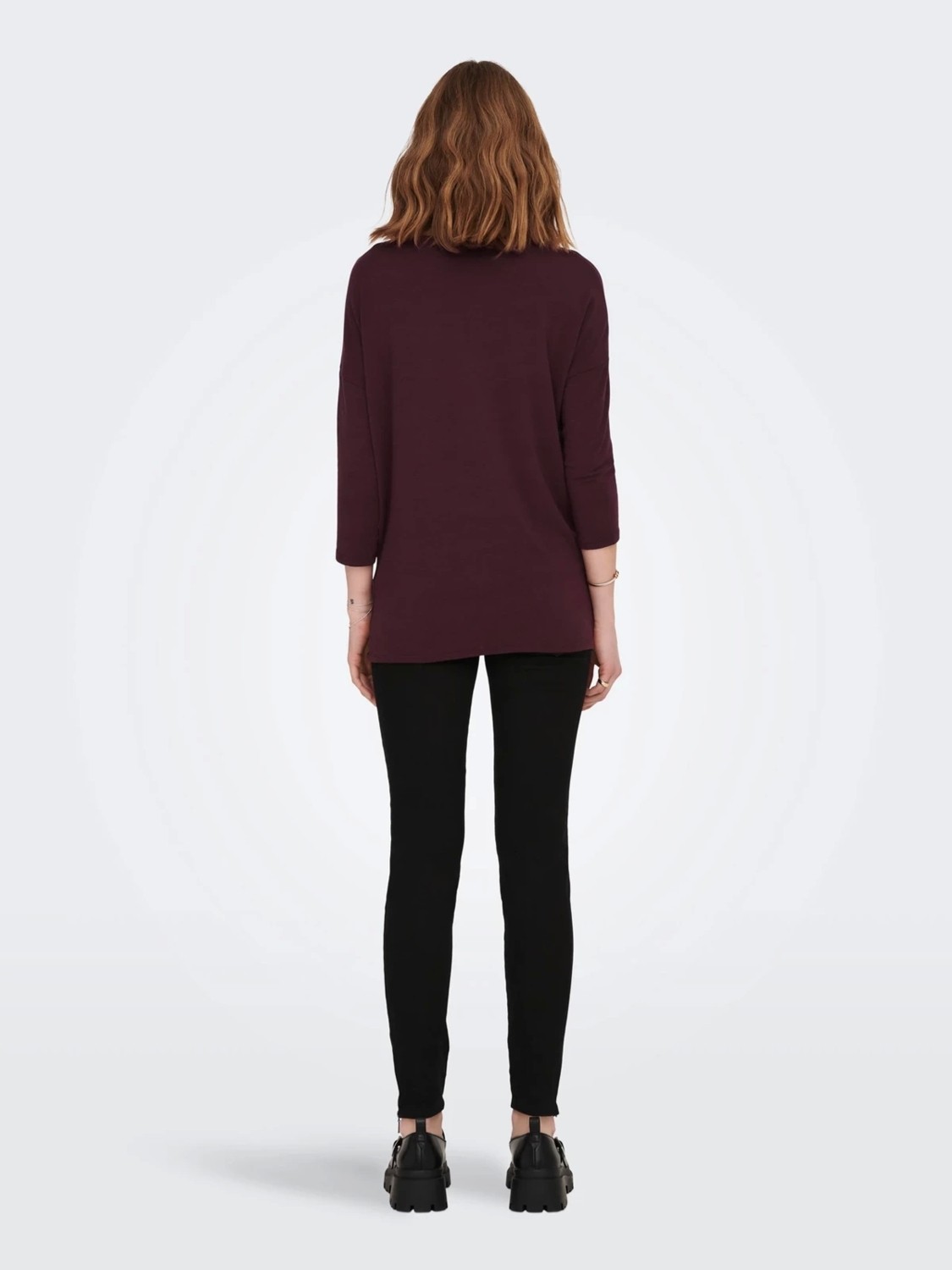 Only 15157920 Genis Yaka Dirsek Kol Kadın Body - Bordo görsel 4