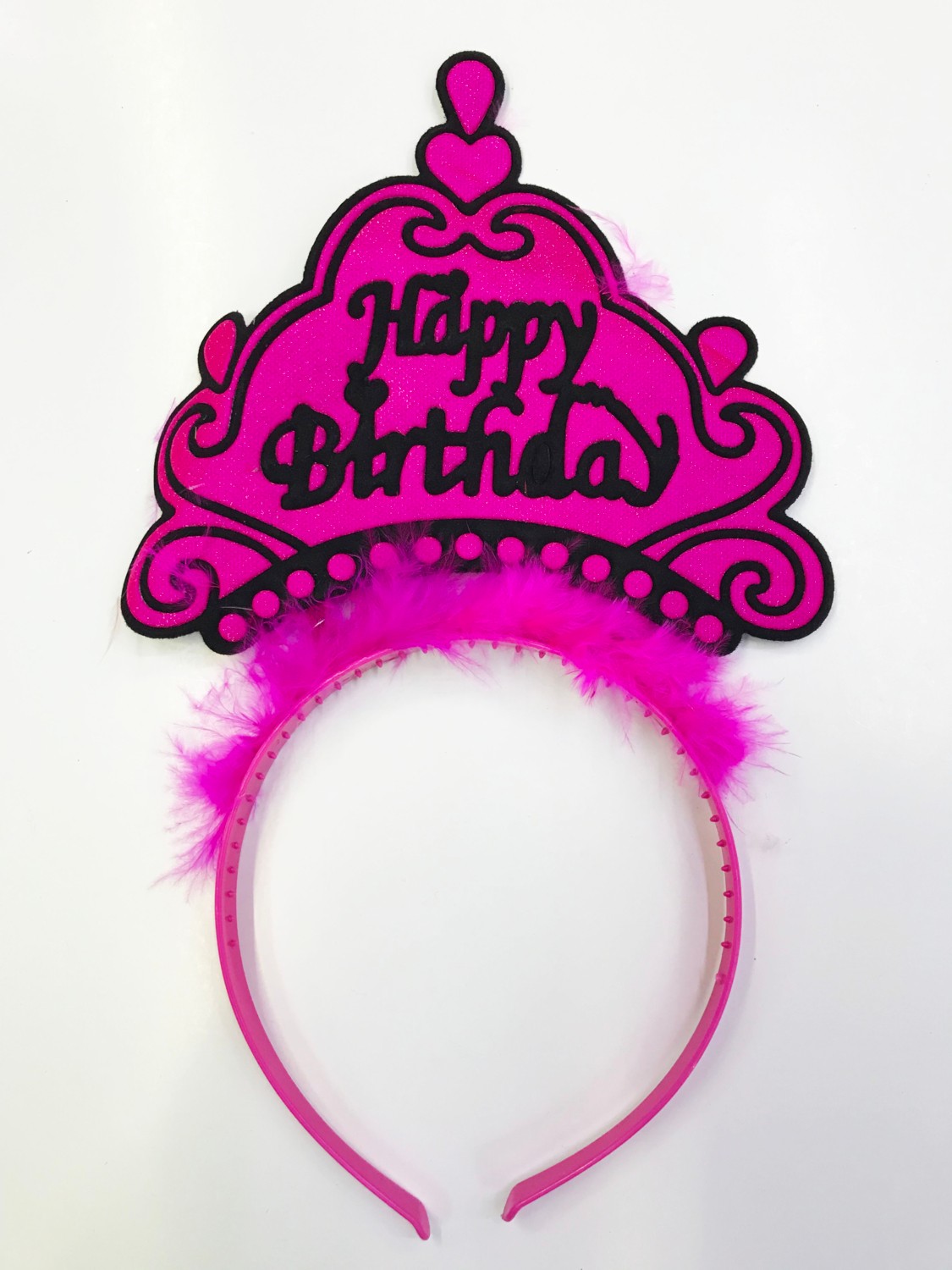 Happy Birthday Yazılı Neon Renk Taç 12 Adet görsel 4