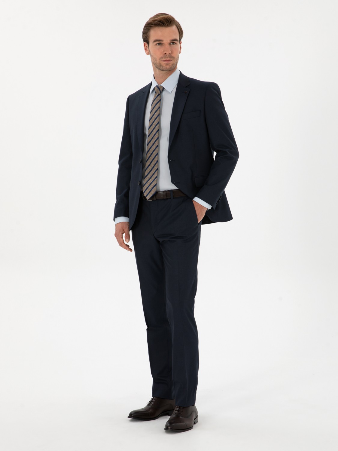 Cacharel Erkek Lacivert Slim Fit Mikro Desenli Takım Elbise 50319478-VR033 görsel 4