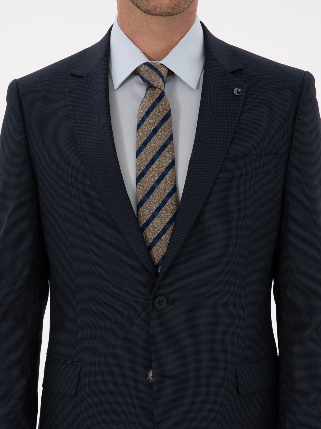 Cacharel Erkek Lacivert Slim Fit Mikro Desenli Takım Elbise 50319478-VR033 görsel 7