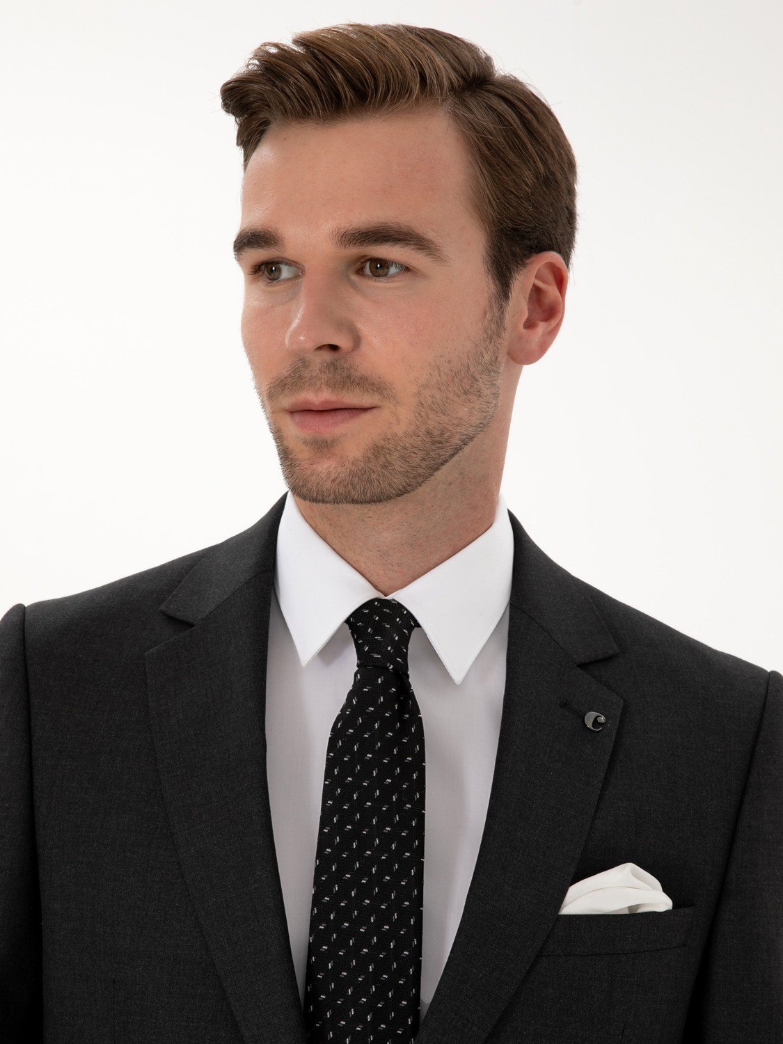 Cacharel Erkek Füme Slim Fit Mikro Desenli Yün Karışımlı Takım Elbise 50318061-VR058 görsel 2