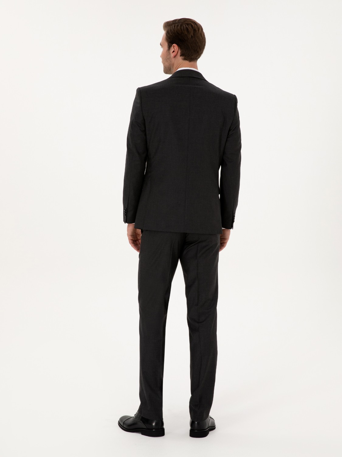 Cacharel Erkek Füme Slim Fit Mikro Desenli Yün Karışımlı Takım Elbise 50318061-VR058 görsel 5